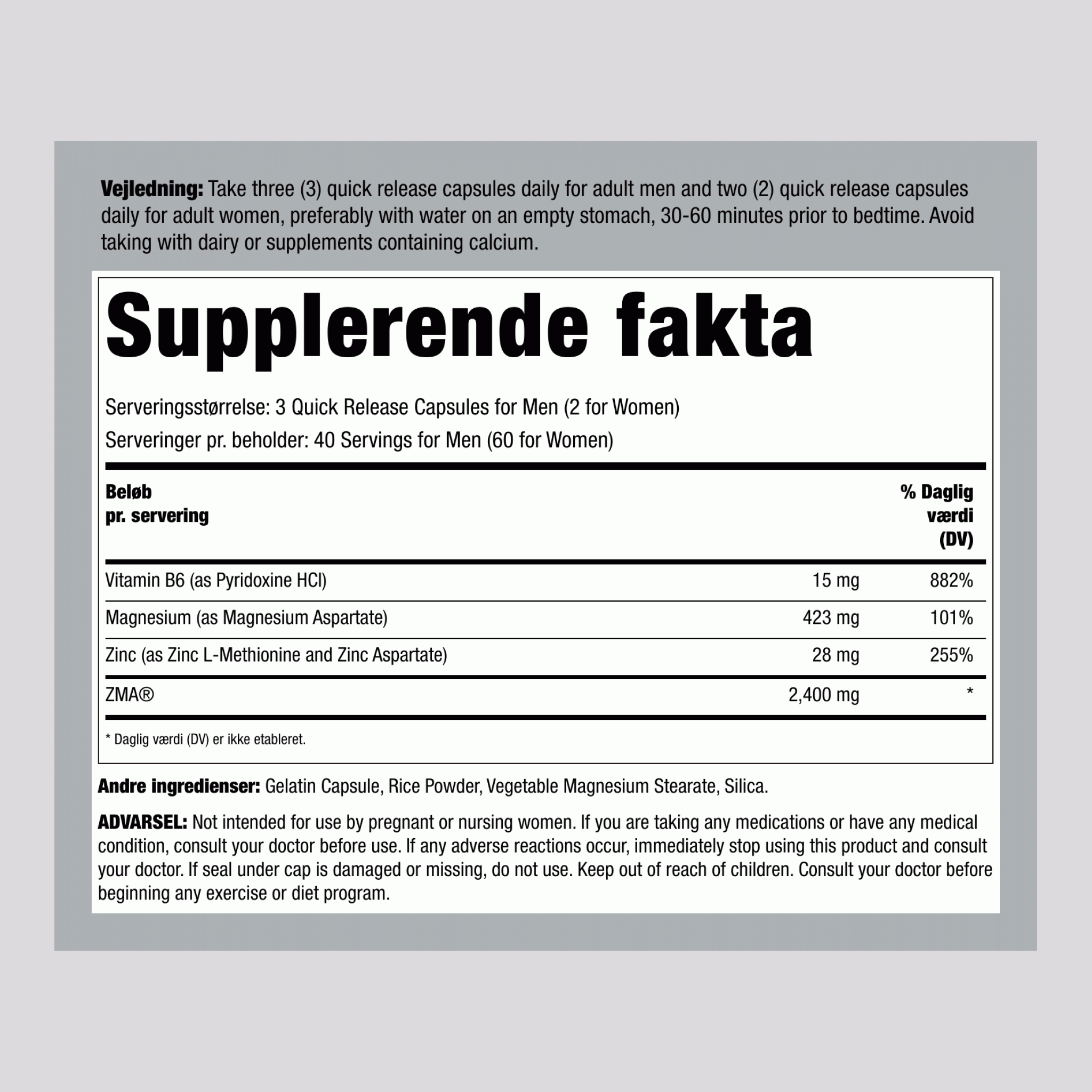 ZMA  120 Kapsler 2 Flasker     