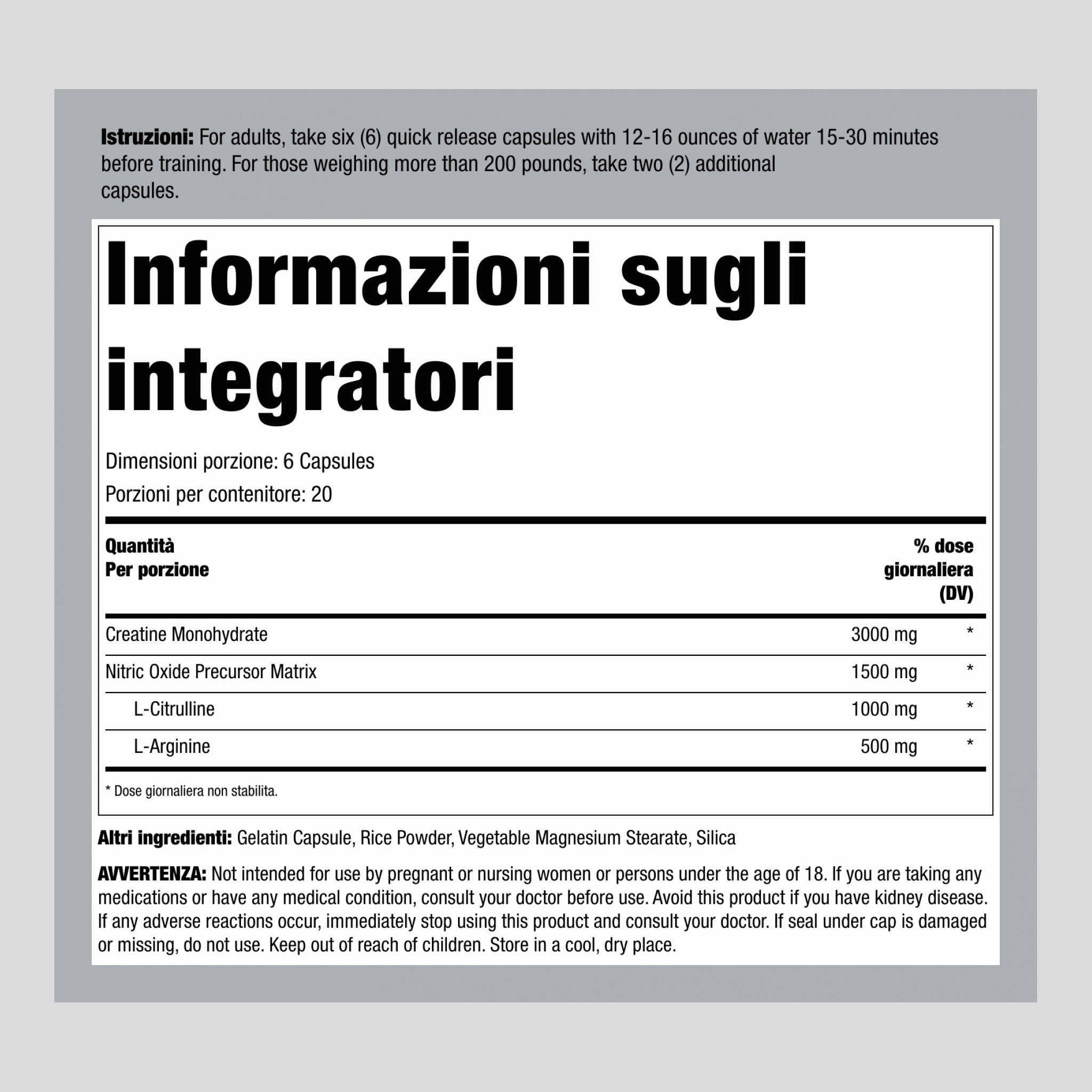 Creatine Pump 120 Capsule 2 Bottiglie     