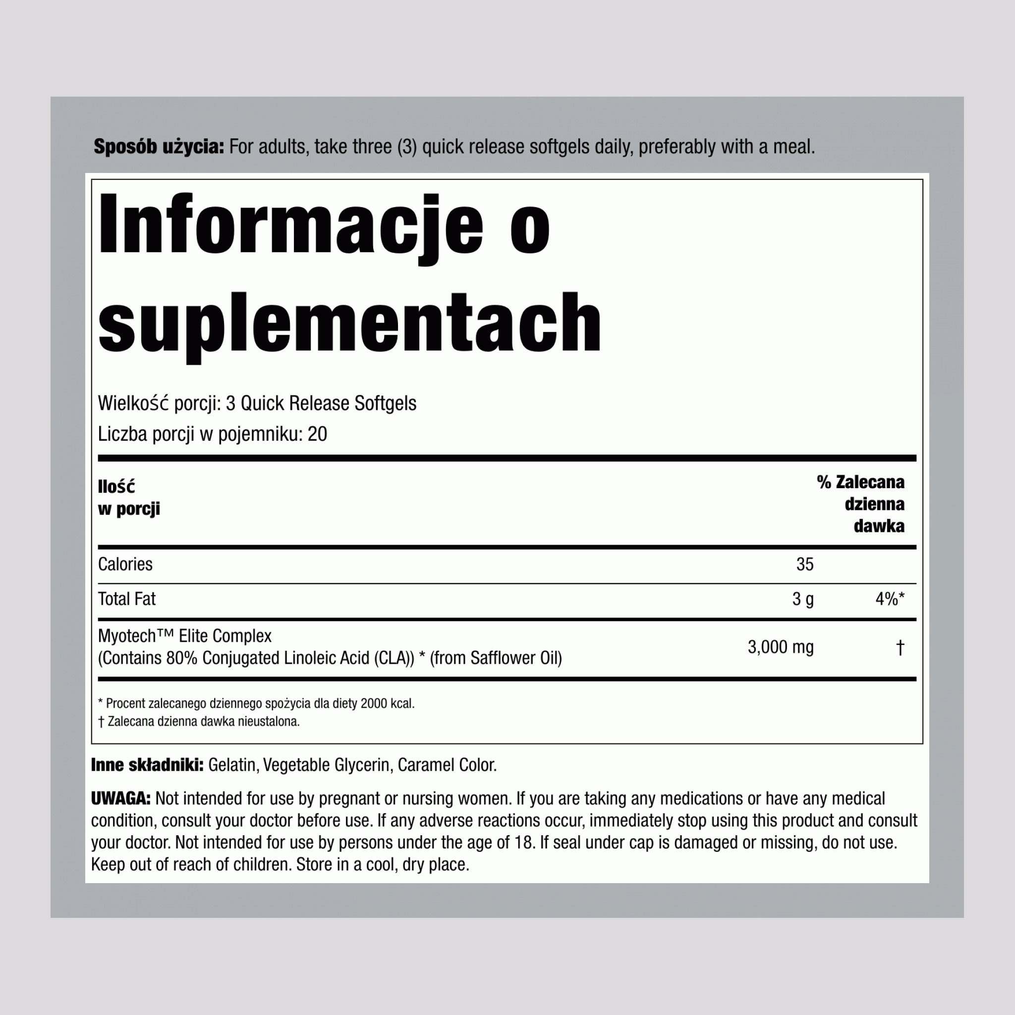 CLA Myotech Elite, 60 kapsułek żelowych