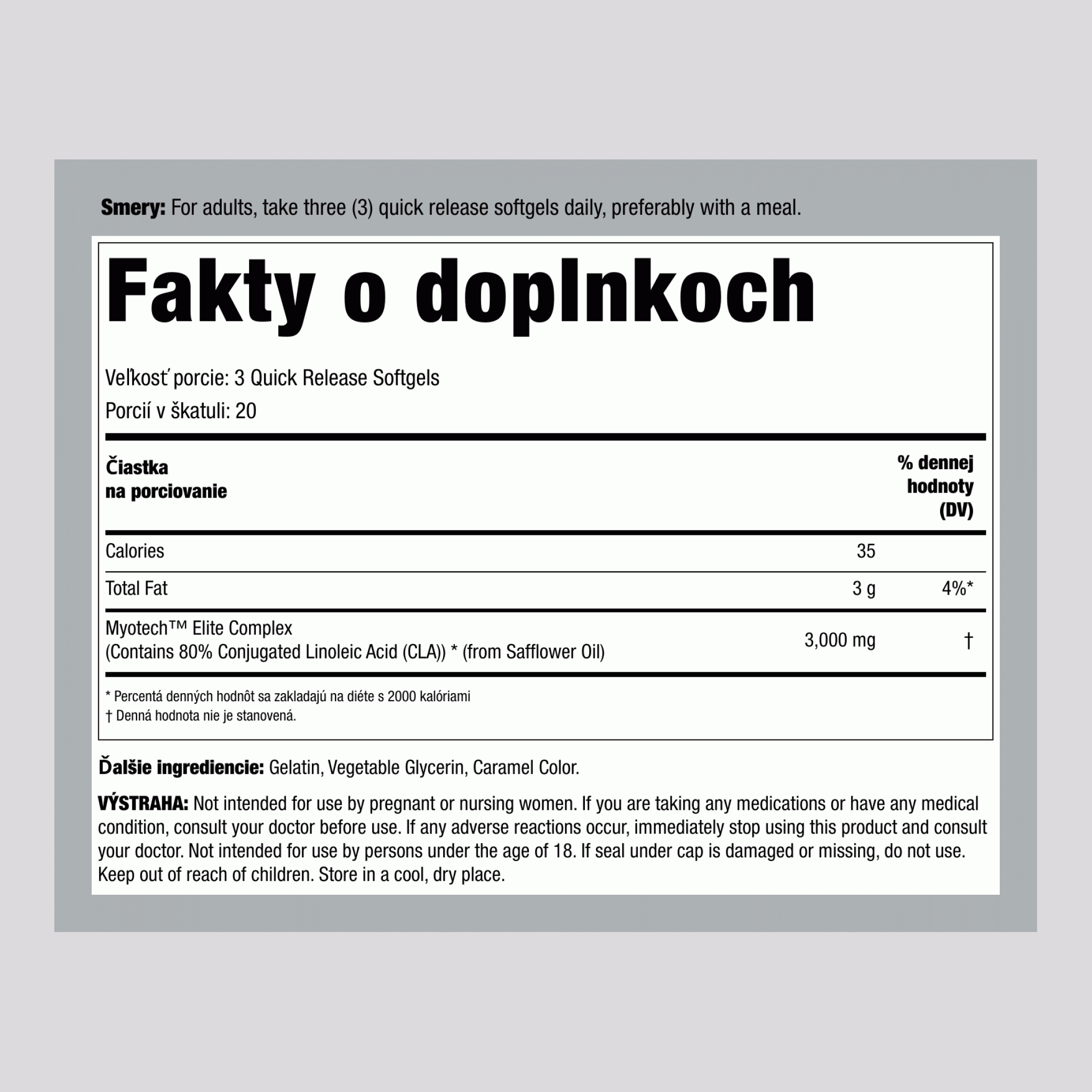 CLA Myotech Elite, 60 softgelových kapsúl