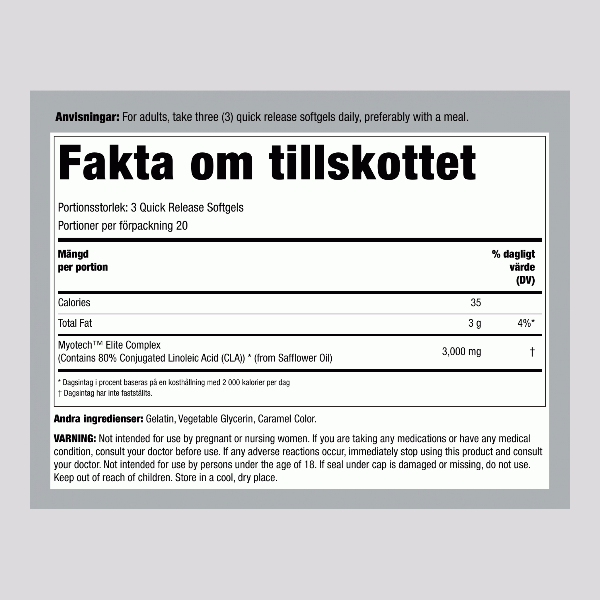 CLA Myotech Elite, 60 Mjuka Gelkapslar