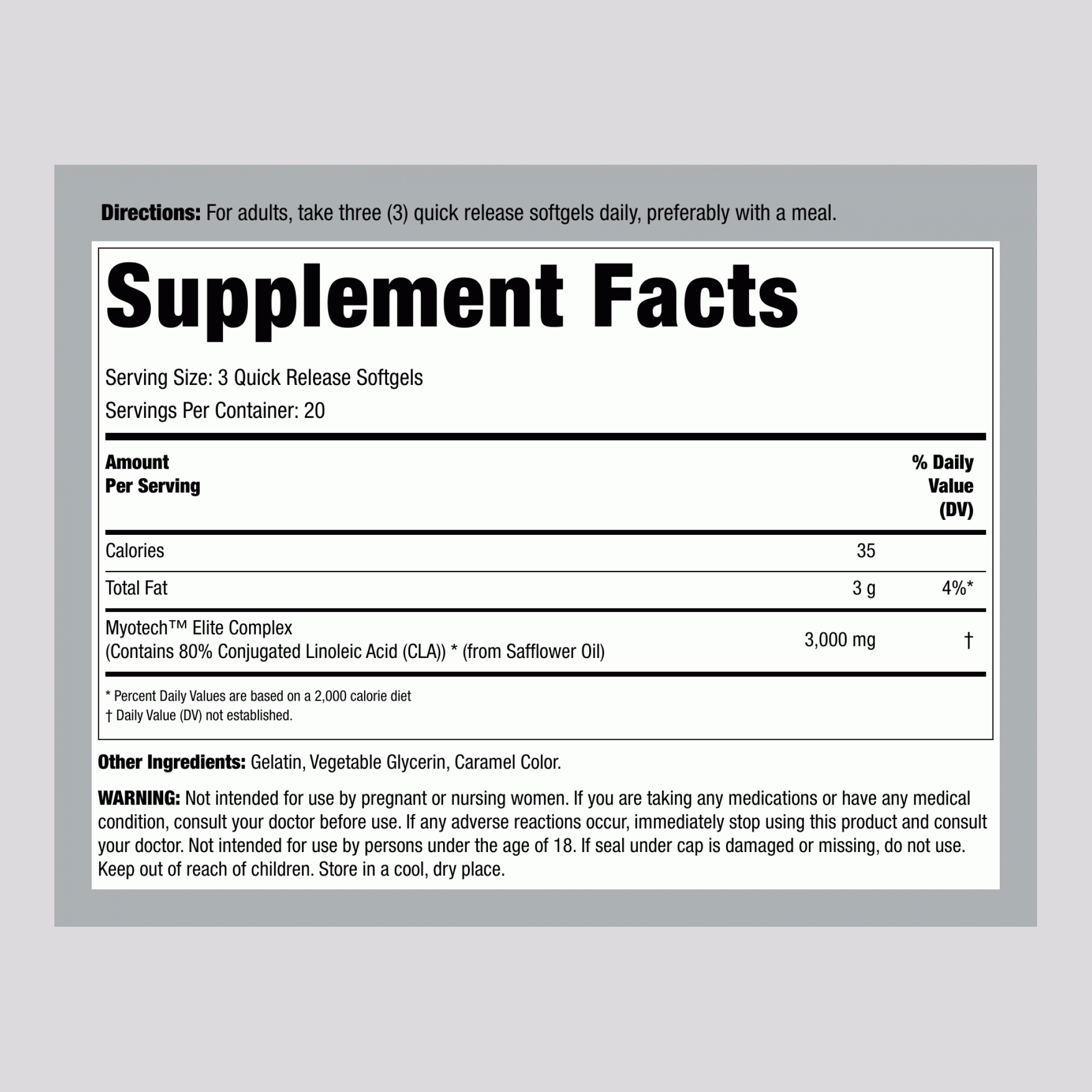 CLA Myotech Elite, 60 粒軟膠囊