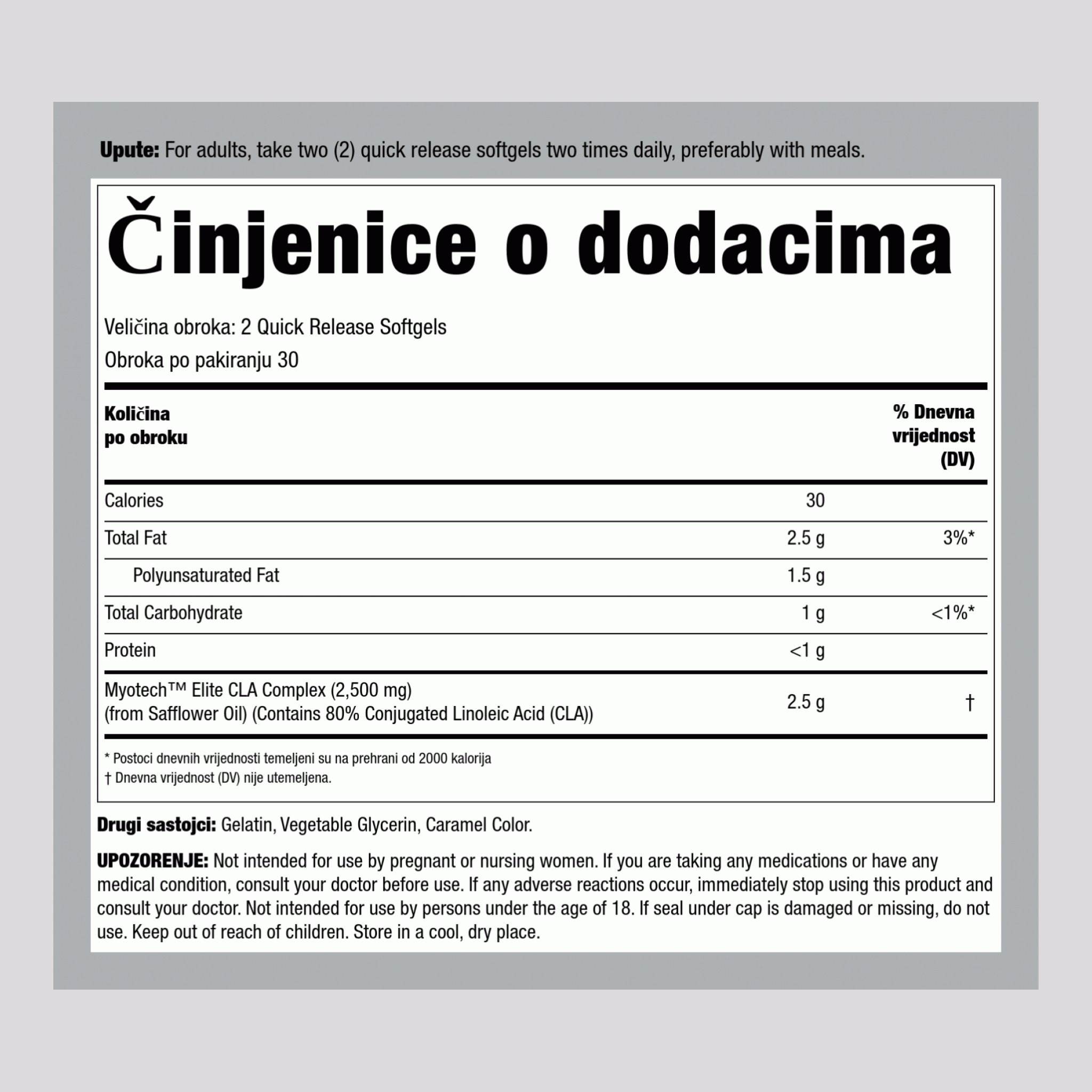 CLA Tonalin 2500 mg (po obroku) 60 Mekane kapsule     