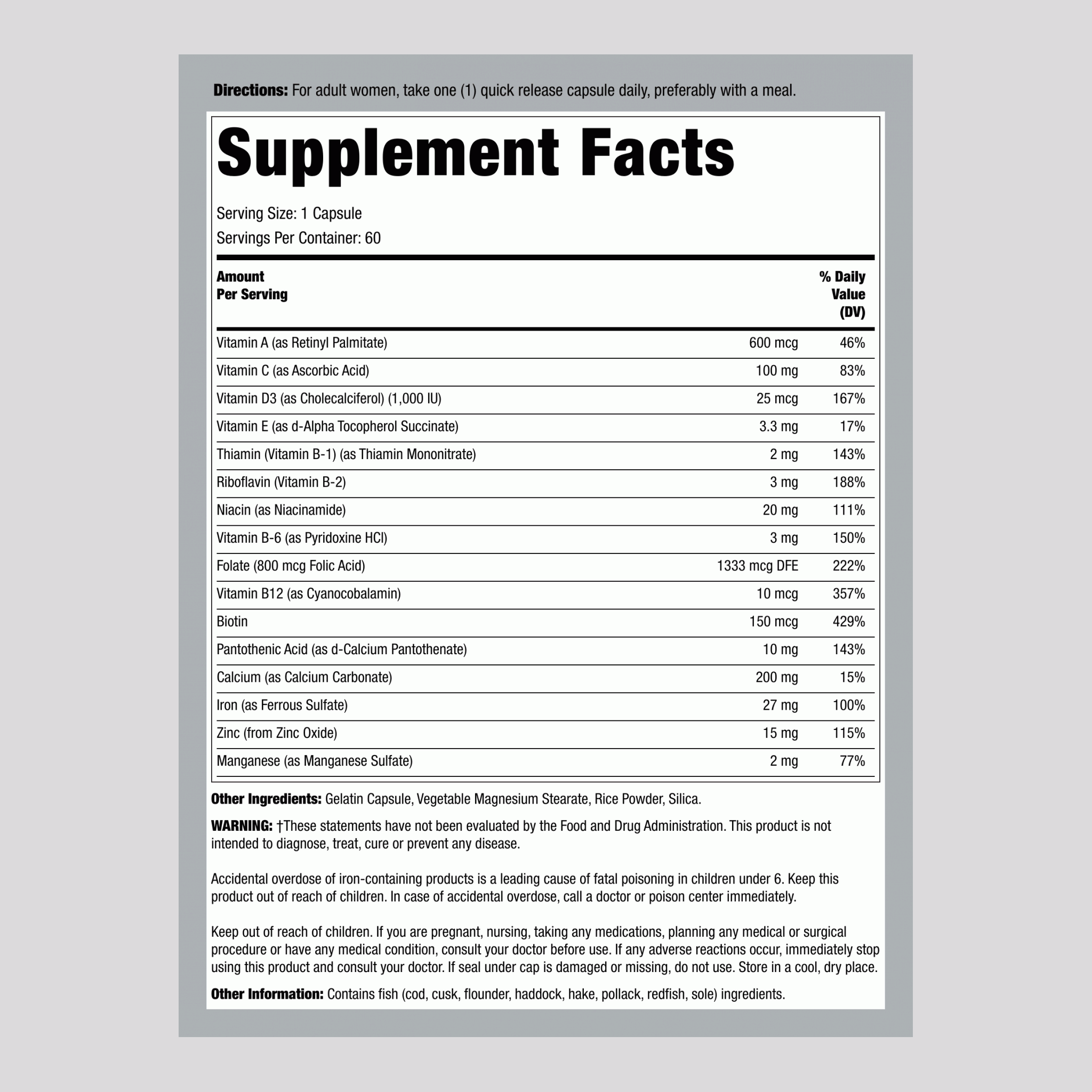產前每天一次 60 快速釋放膠囊       