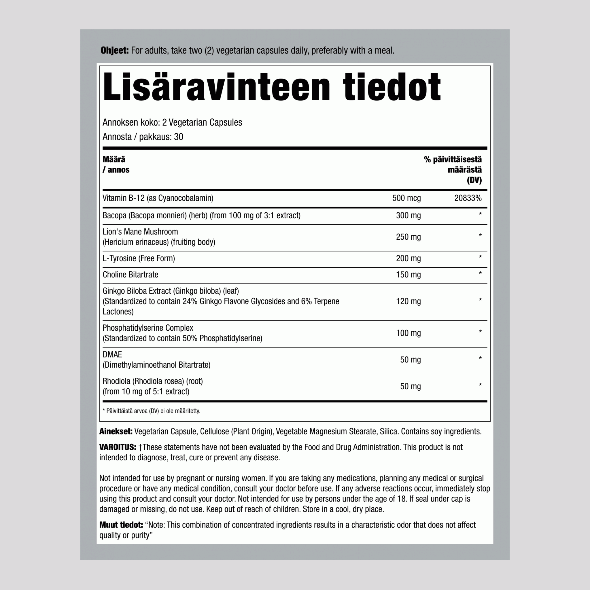 Ultra Brain -kaava, 60 kasviskapselia