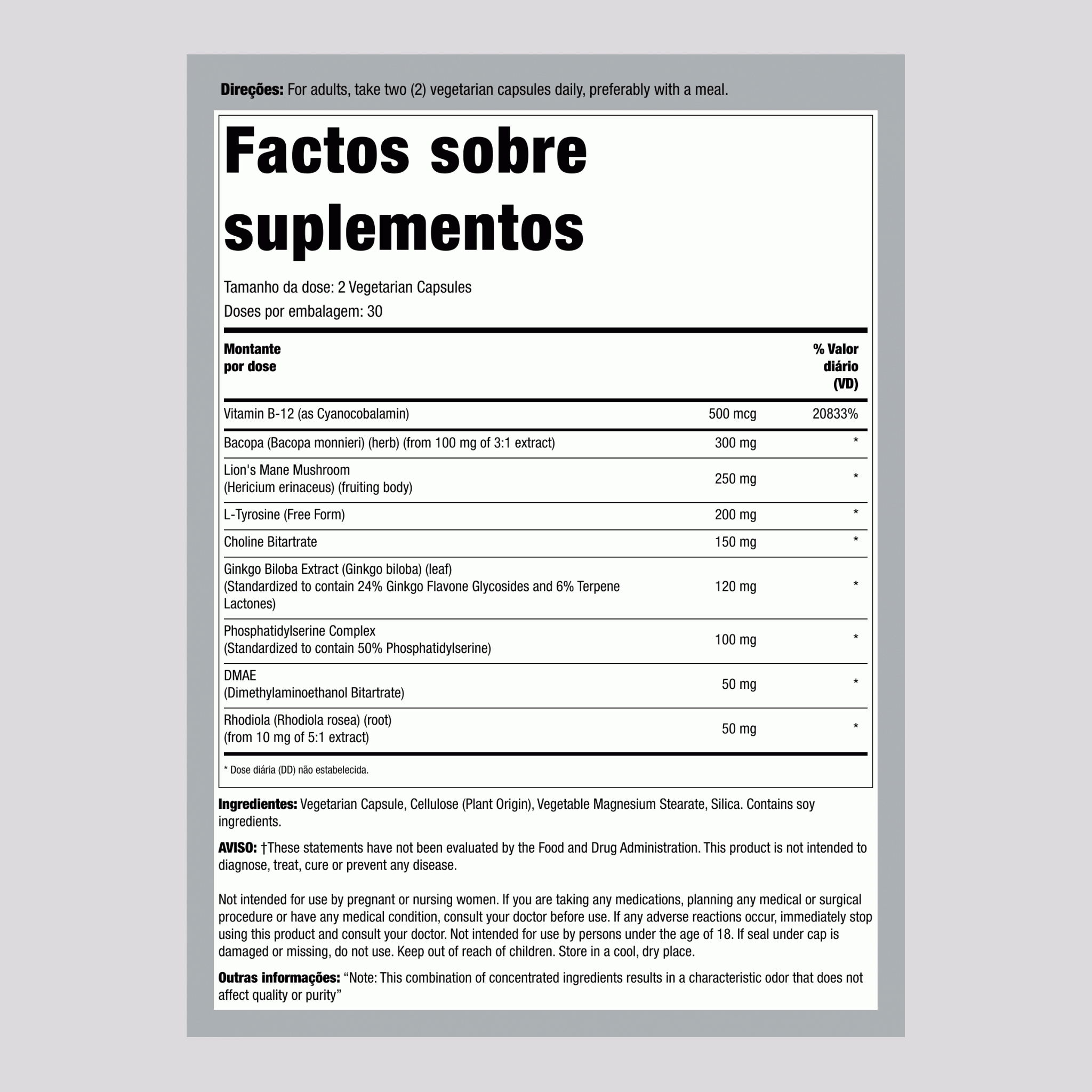 Fórmula Ultra Brain, 60 Cápsulas Vegetarianas