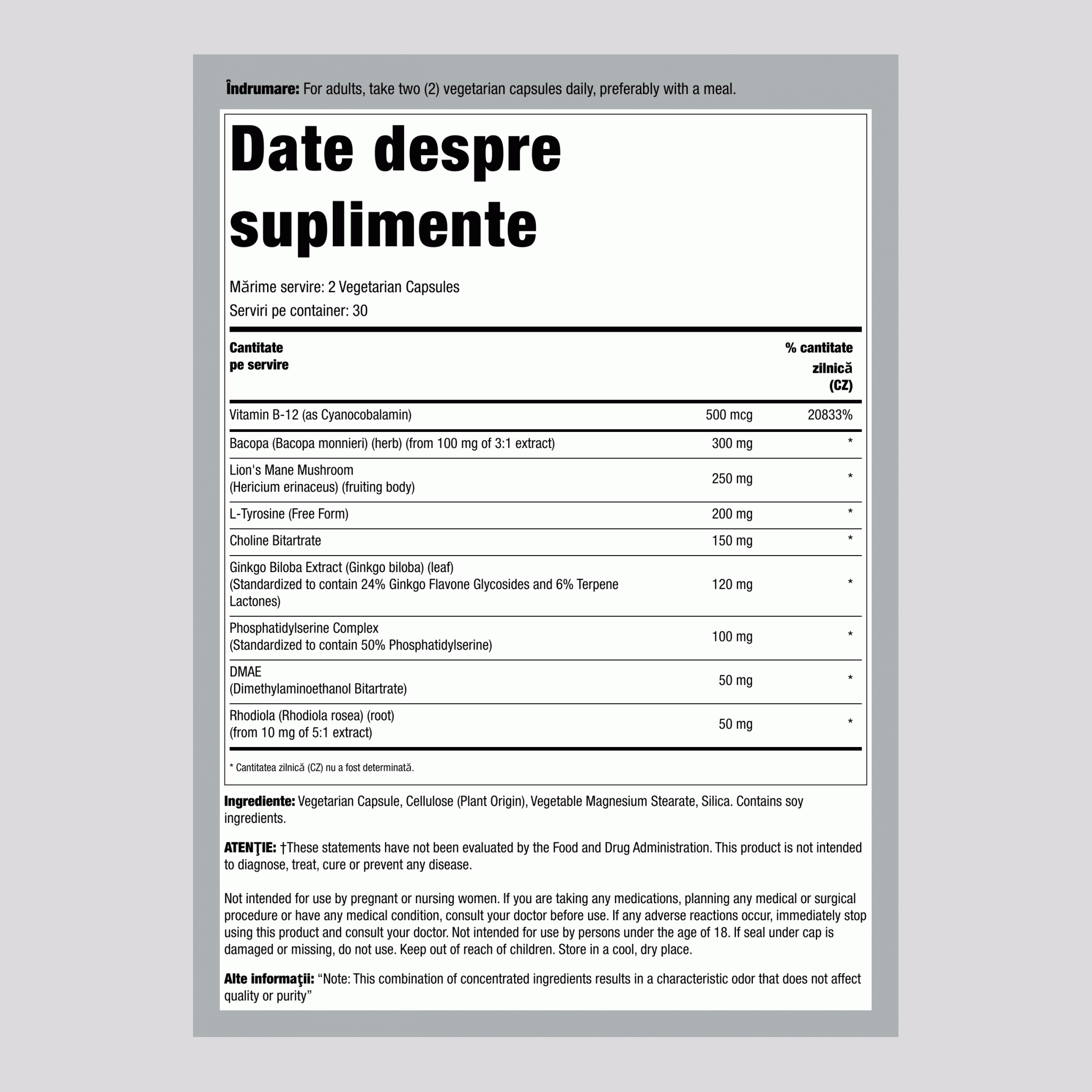 Formula Ultra Brain, 60 Capsule Vegetariene