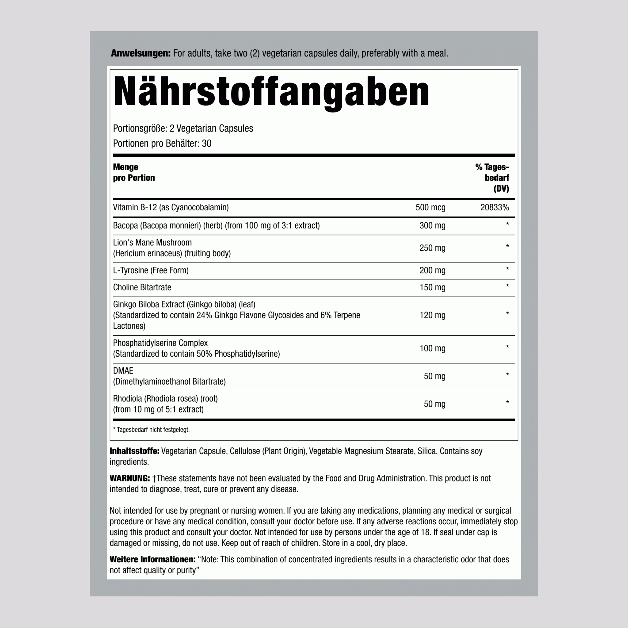 Ultra Brain Formel, 60 vegetarische Kapseln, 2 Flaschen