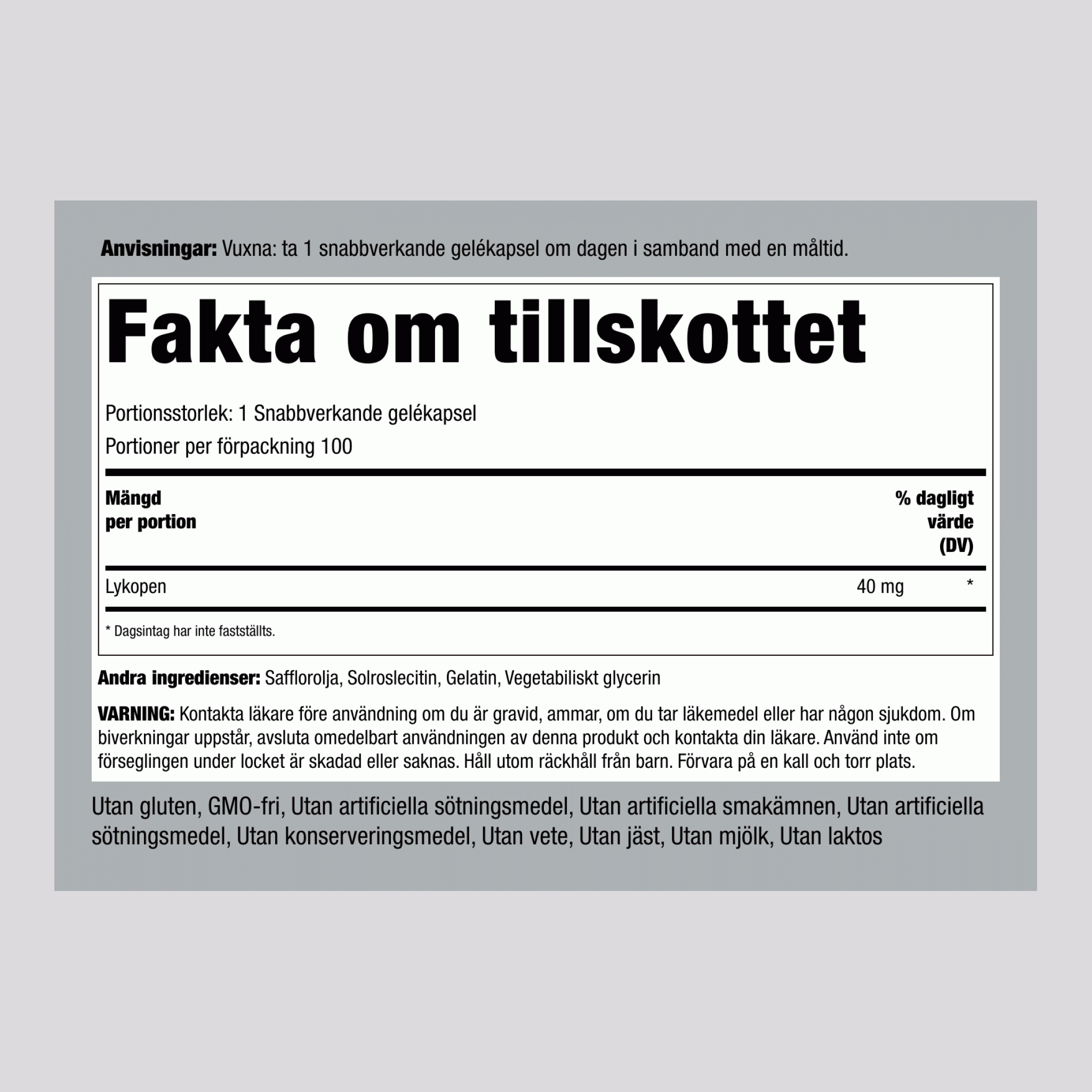 Lykopen  40 mg 100 Snabbverkande gelékapslar     