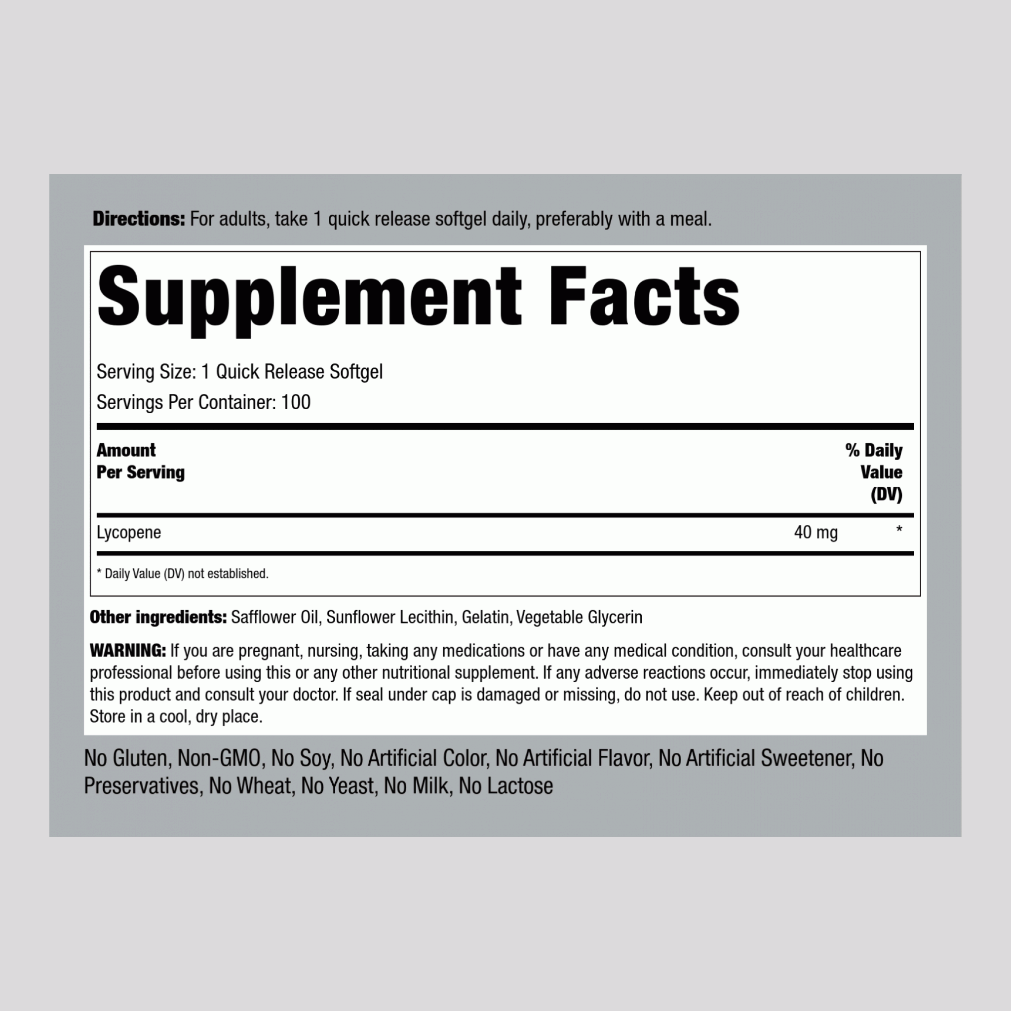 Lycopene, 40 mg, 100 Quick Release Softgels