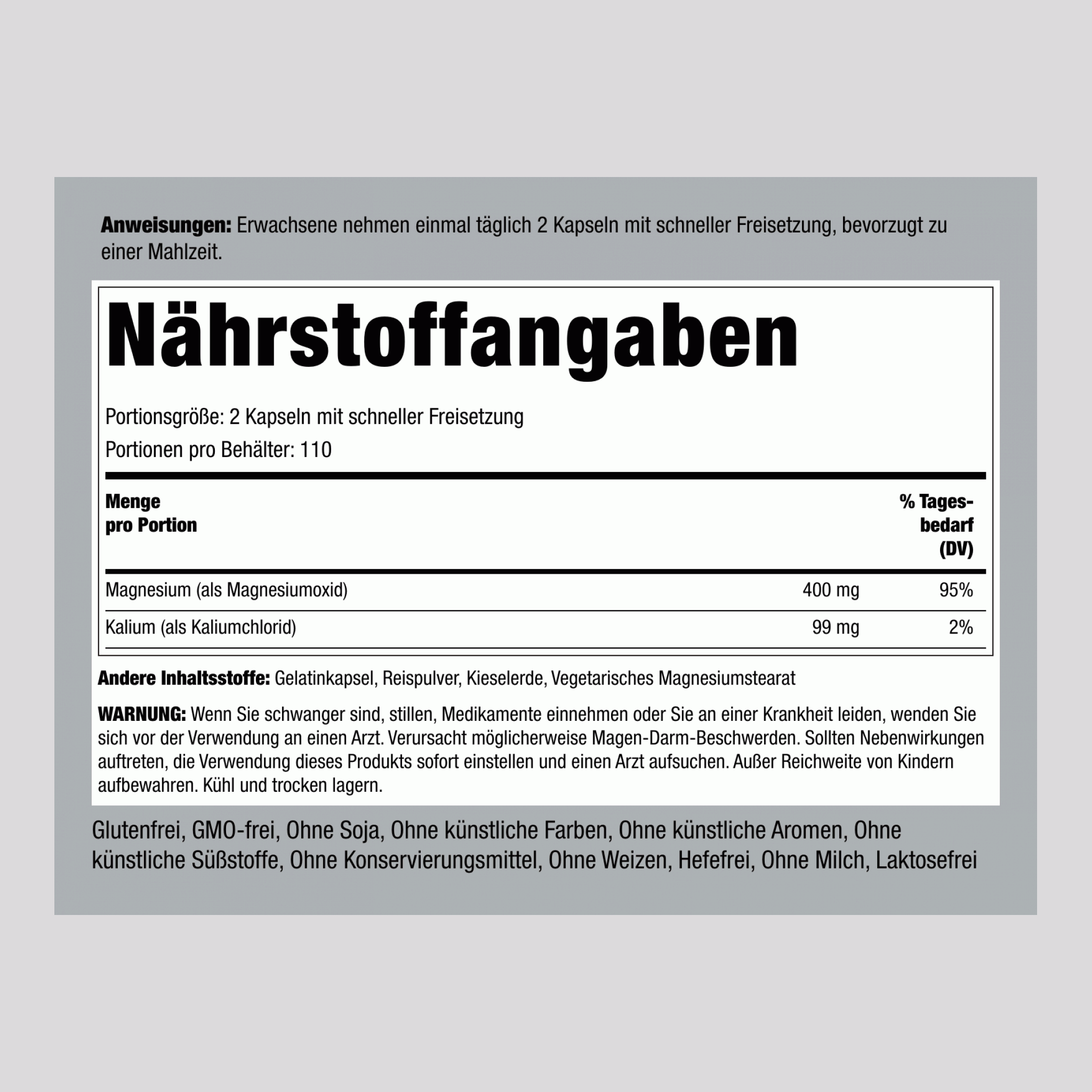 Kalium Magnesium 220 Kapseln mit schneller Freisetzung      