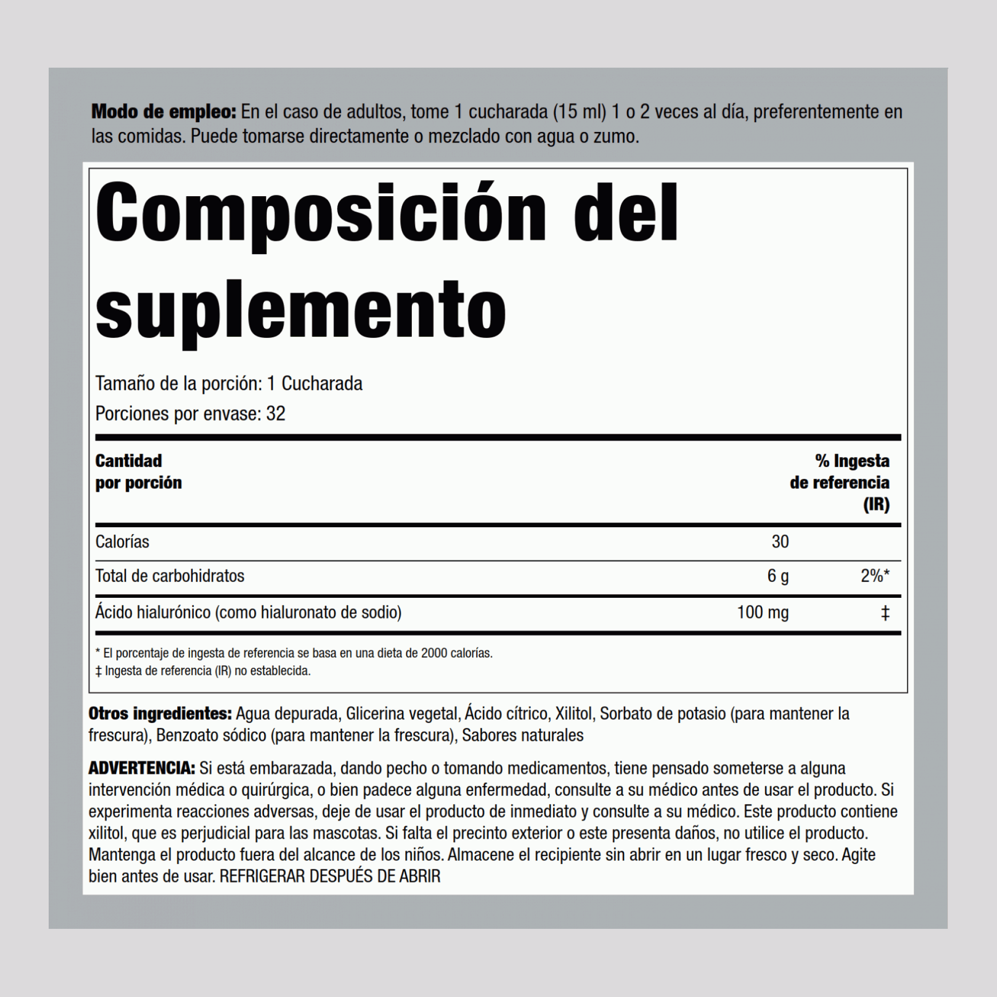 Líquido de ácido hialurónico (Bayas deliciosas)  16 fl oz 473 ml Botella/Frasco 2 Botellas/Frascos