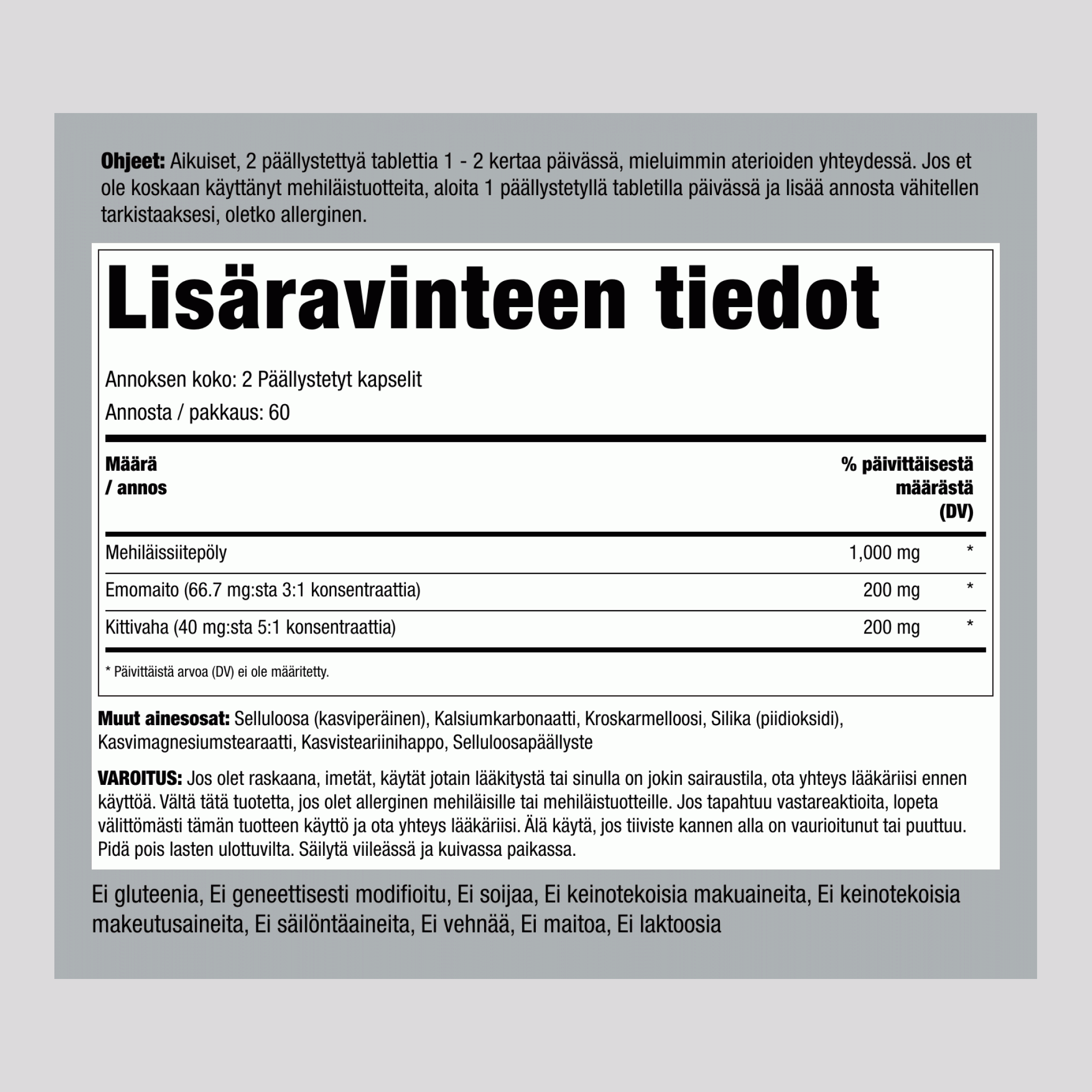 Supreme-siitepölykompleksi 120 Päällystetyt kapselit       