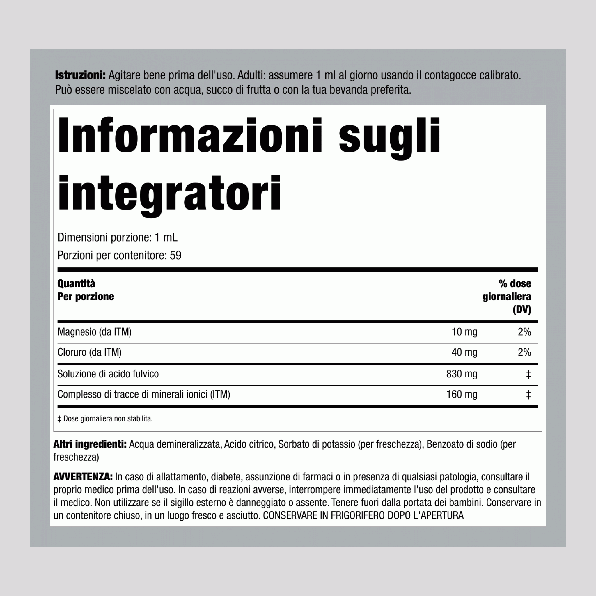 Acido fulvico con oligoelementi 2 fl oz (59 mL) Flacone contagocce   