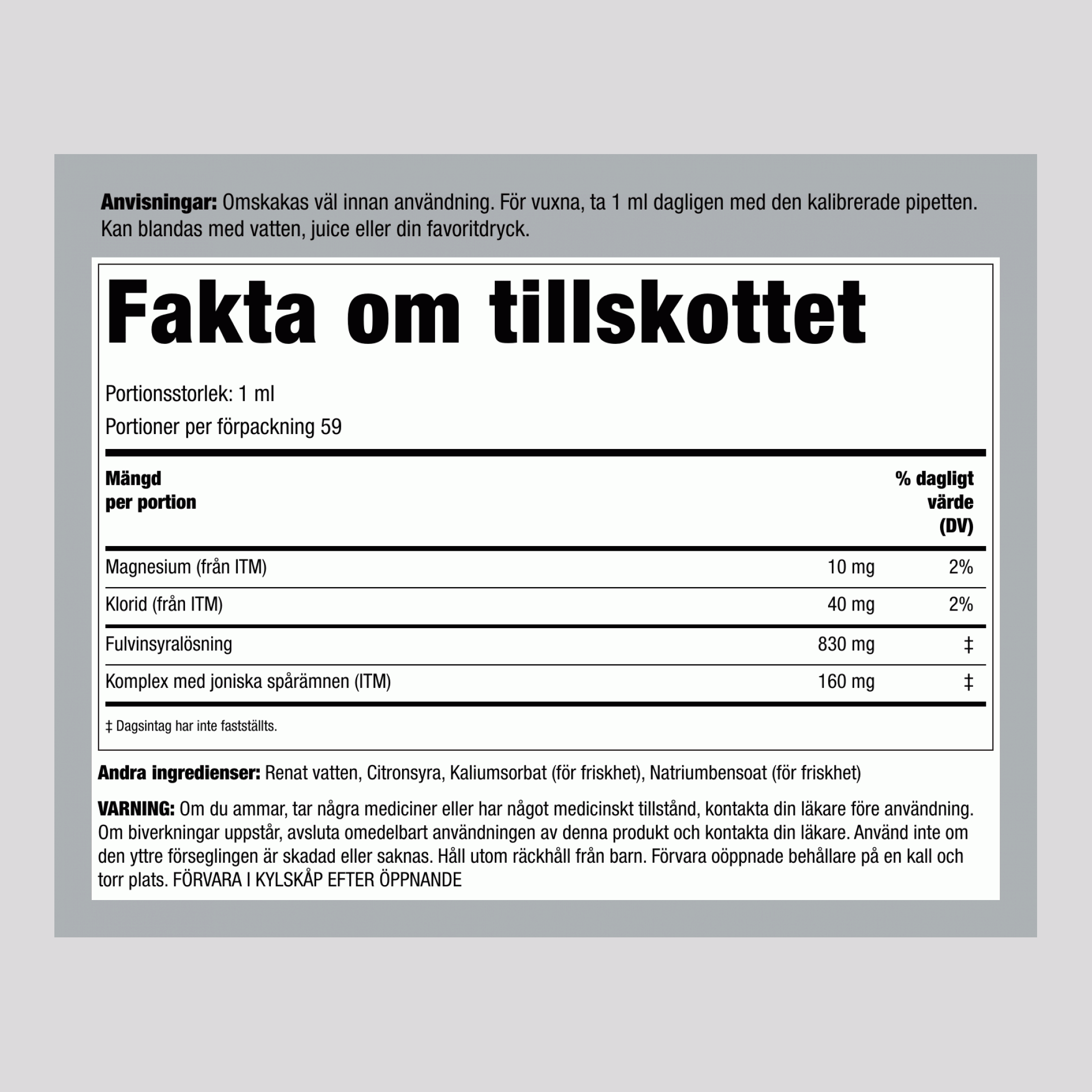 Fulvinsyra med spårmineraler 2 fl oz (59 ml) Pipettflaska   