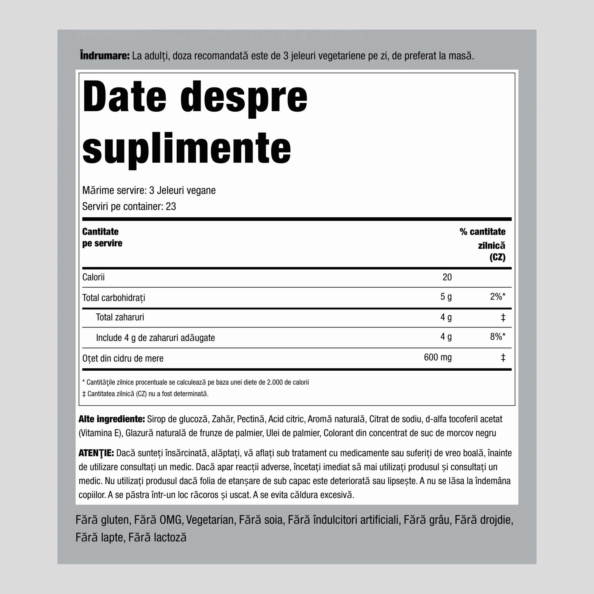 Oțet de Mere (Delicios de Măr), 70 de jeleuri vegane, 2 sticle