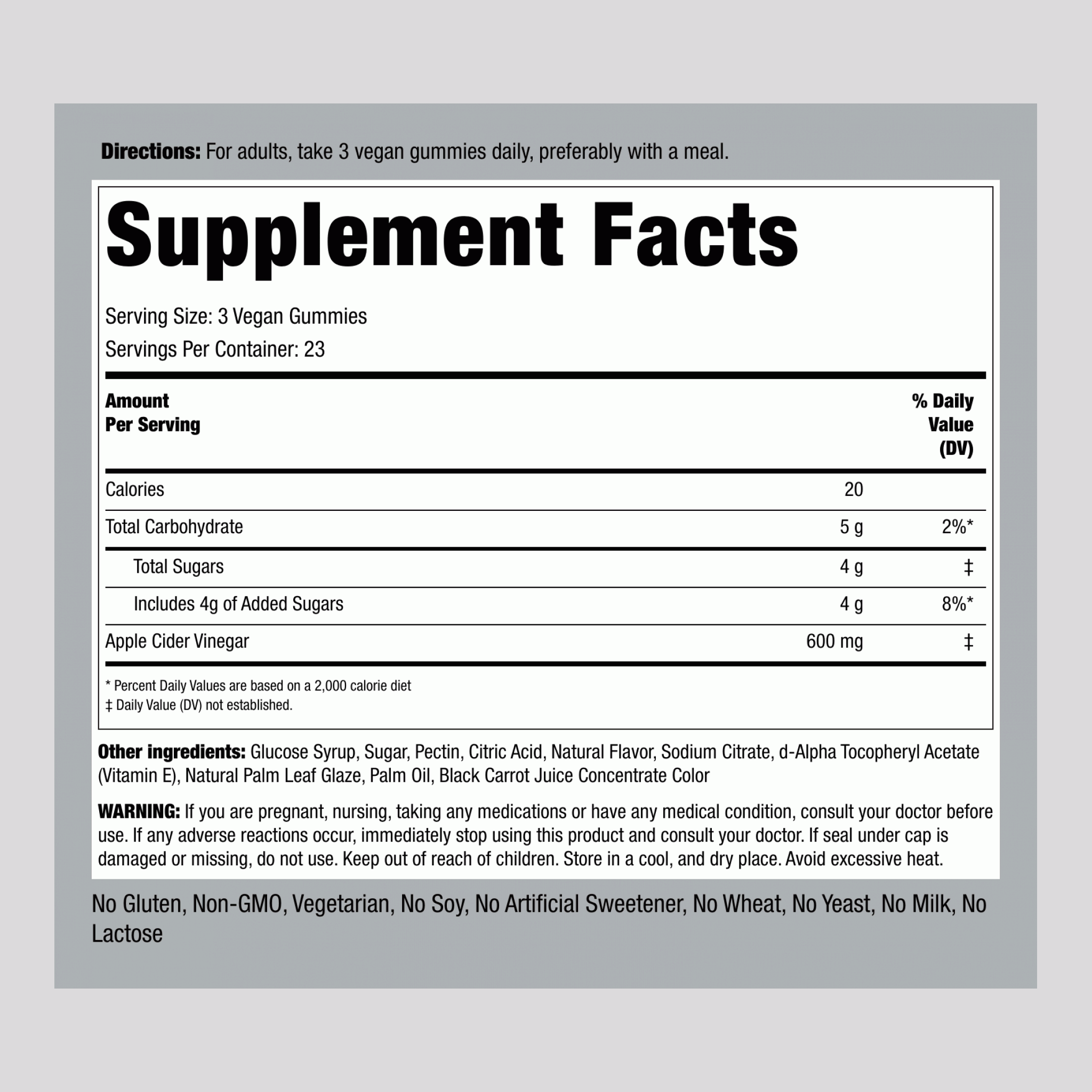 蘋果酒醋（美味蘋果），70 顆素食軟糖，2 瓶
