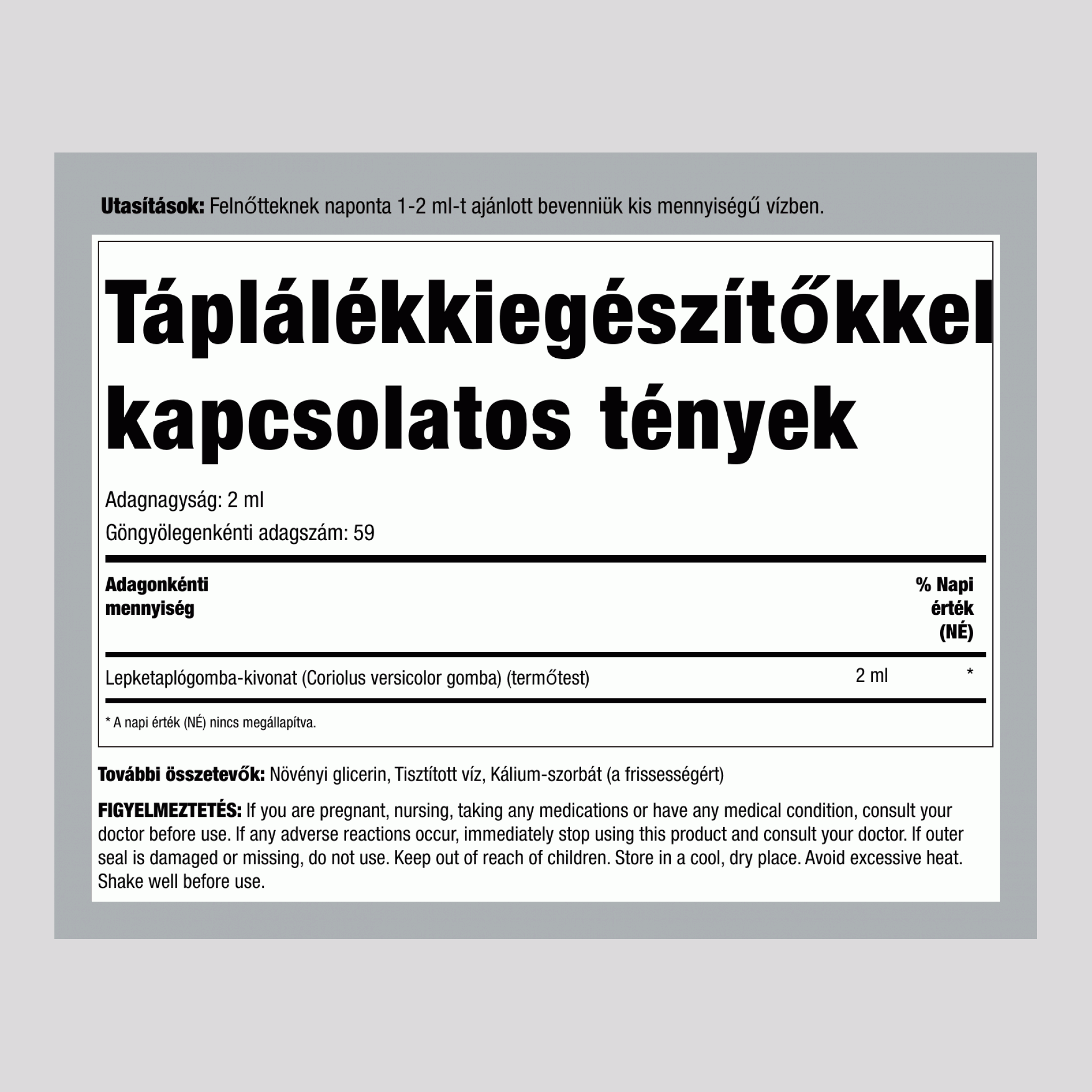 Lepketaplógomba folyékony kivonata 4 2 fl oz  (118 ml) Cseppentőpalack 2 Cseppentőpalackok     