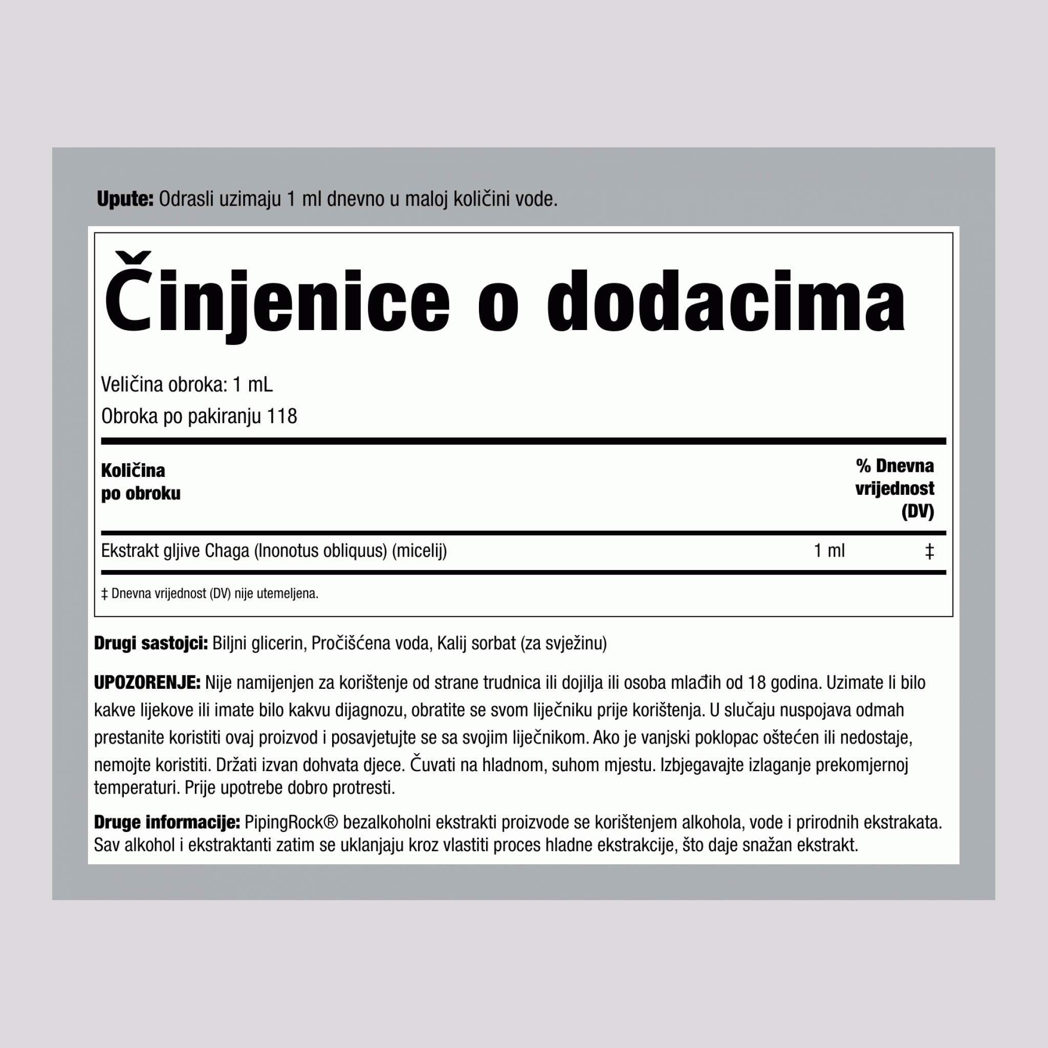 Tekući ekstrakt gljive Chage 4 fl oz 118 ml Bočica s kapaljkom   