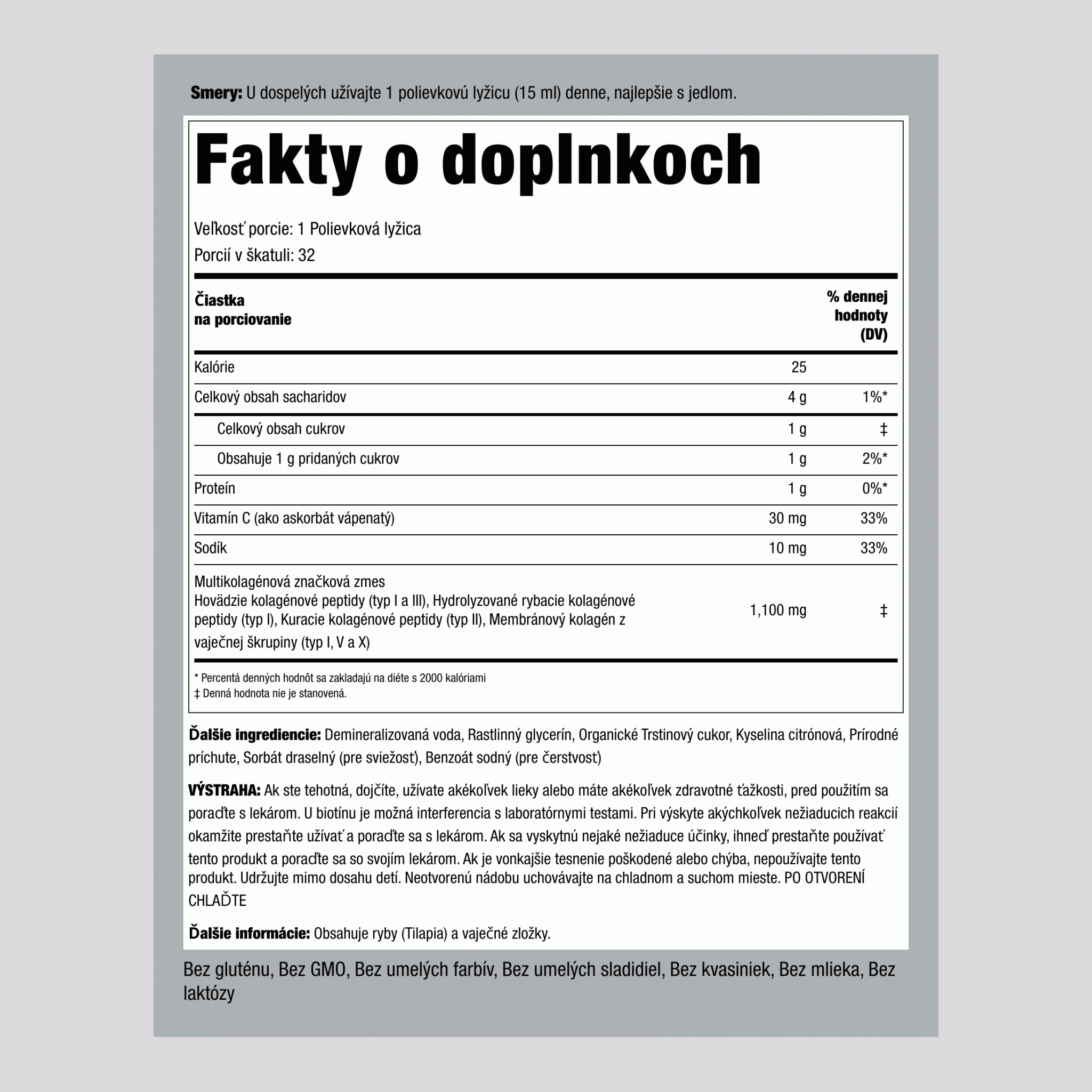 Tekutý multikolagén 16 fl oz 473 ml Fľaša