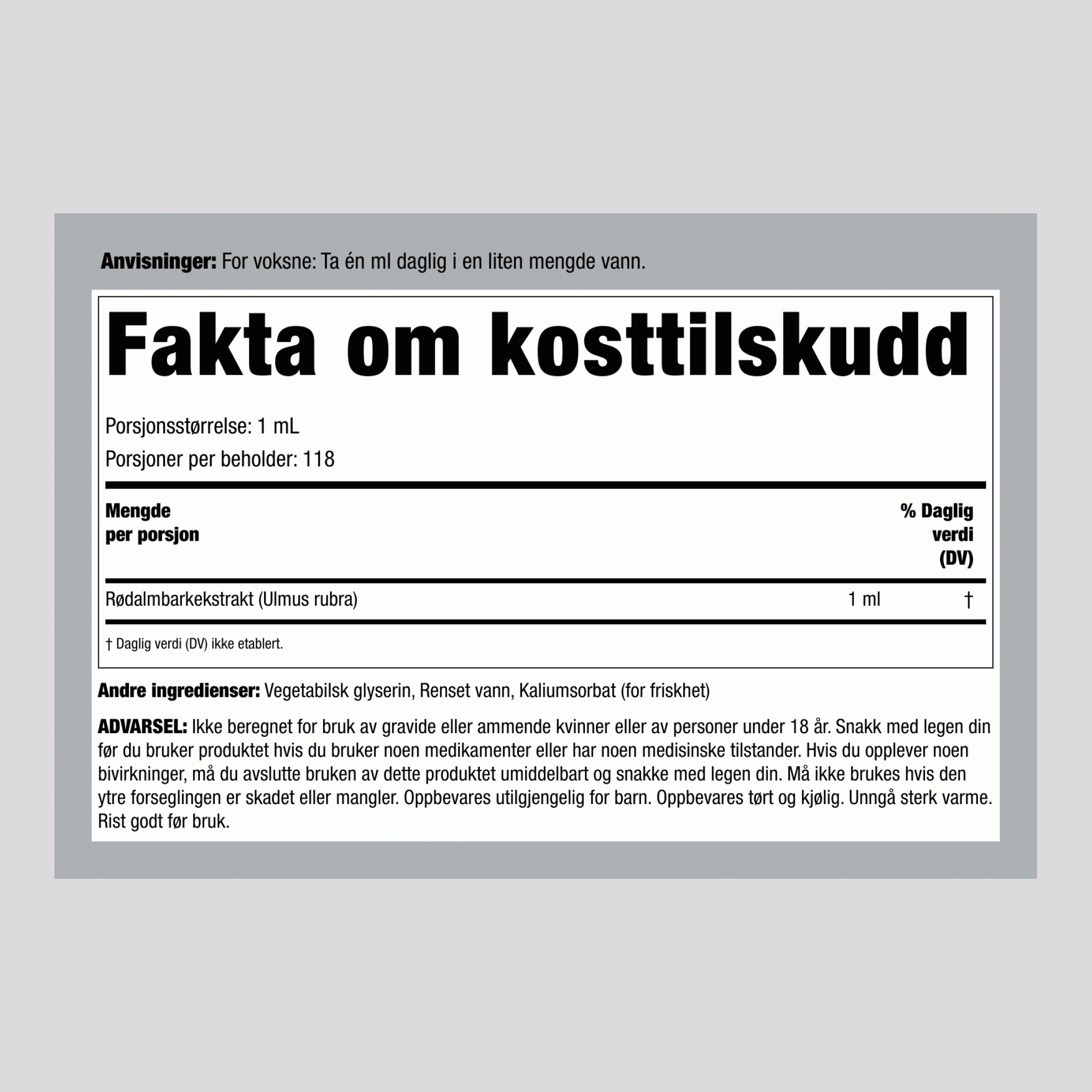 Rødalmbark flytende ekstrakt 4 ounce 118 ml Pipetteflaske   