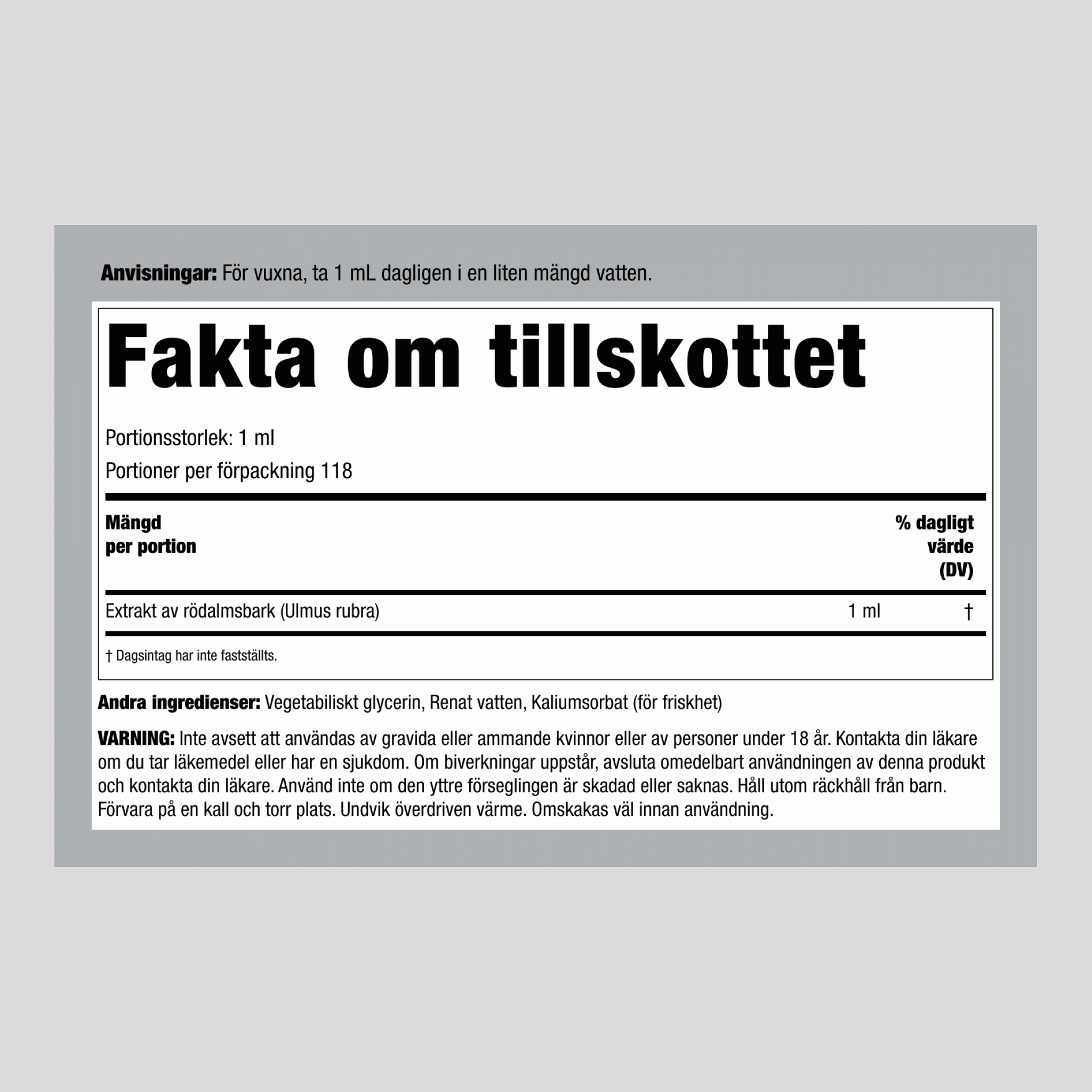 Flytande extrakt av rödalm 4 fl oz 118 ml Pipettflaska   