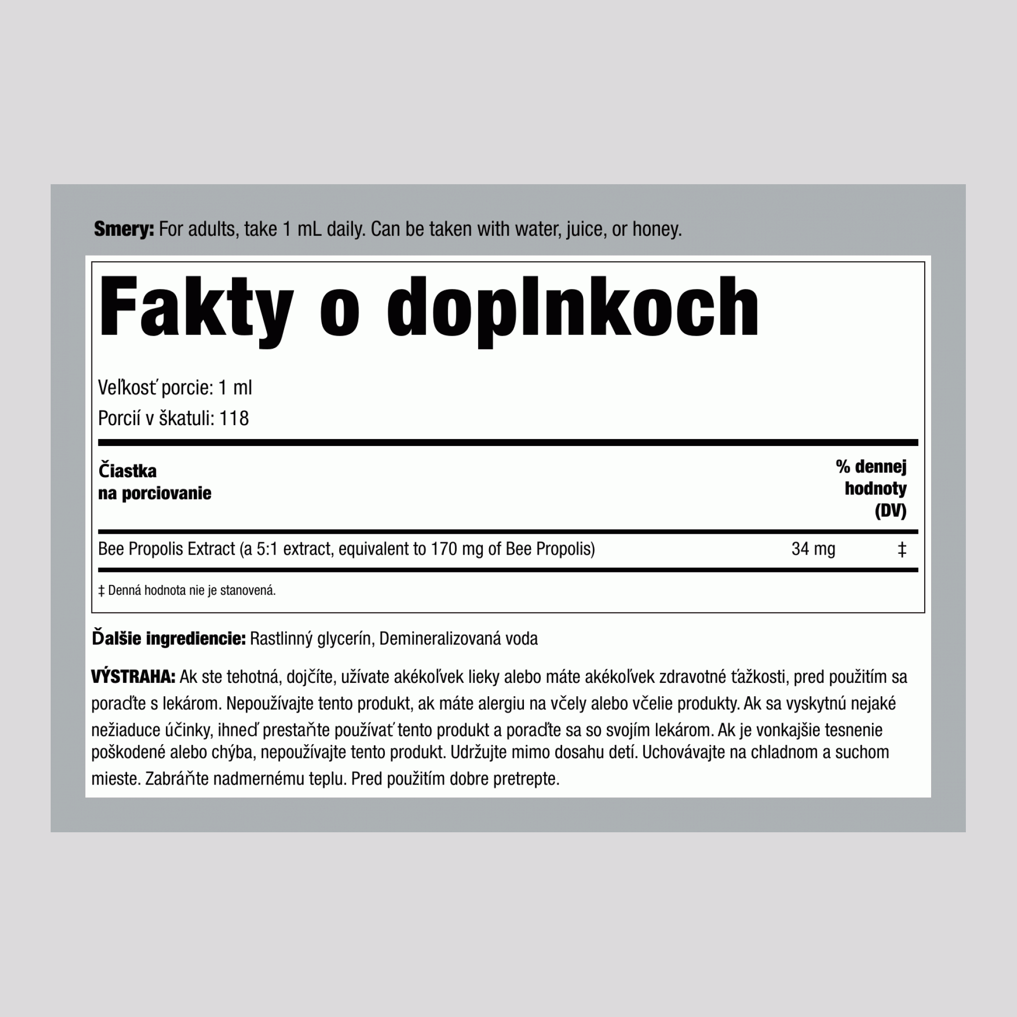 Včelí propolis, kvapkadlová fľaša 4 fl oz (118 mL)