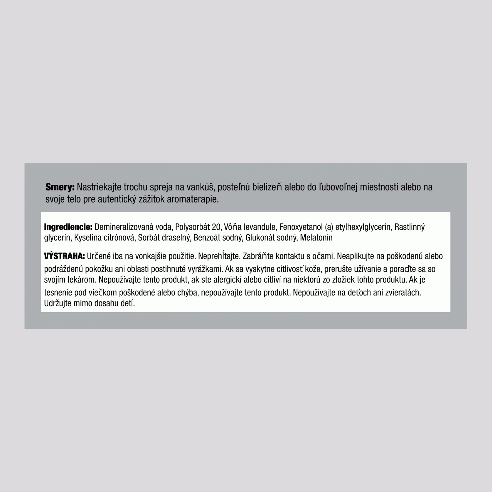 Pomirjajoča sivka z melatoninom 8 tekočinska unča 237 ml Embalaža z razpršilom