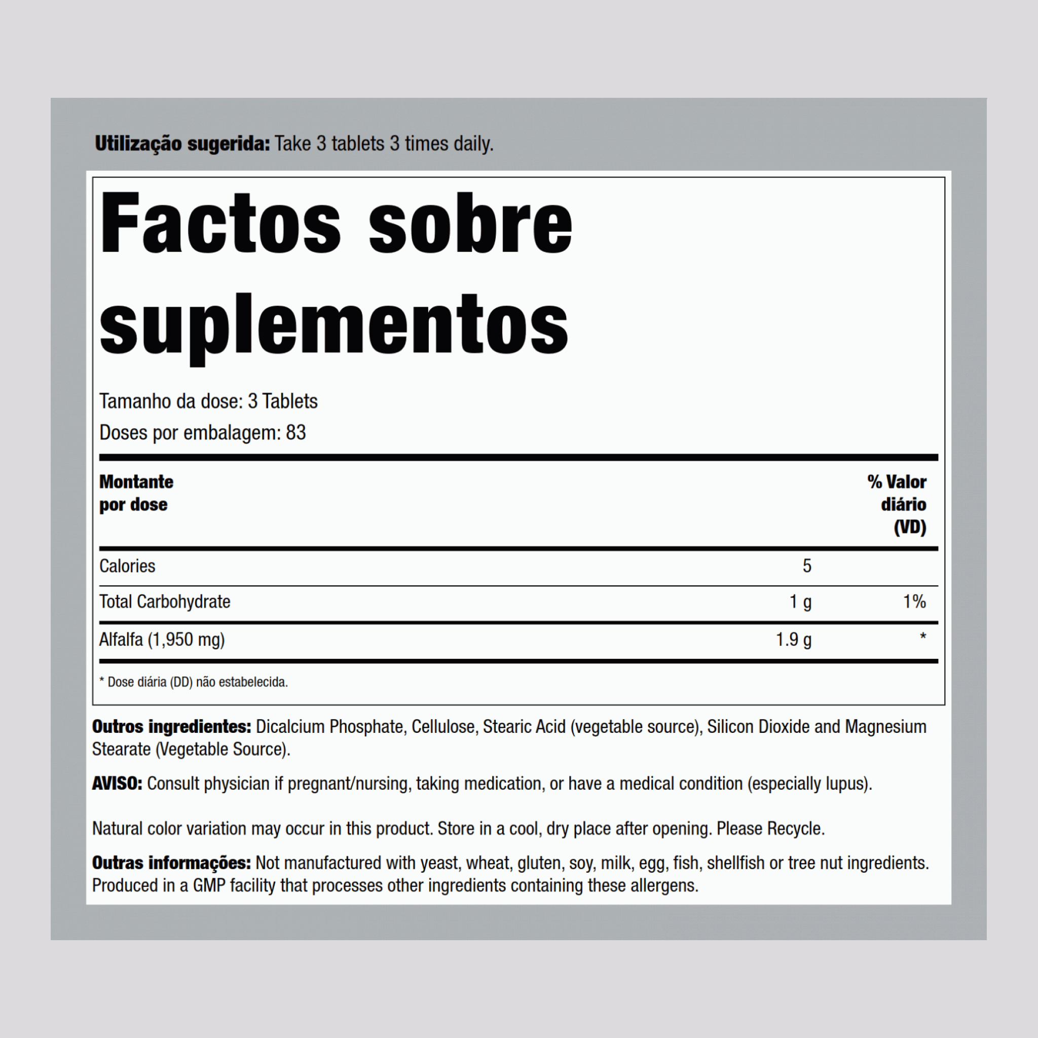 Luzerna  650 mg 500 Comprimidos     