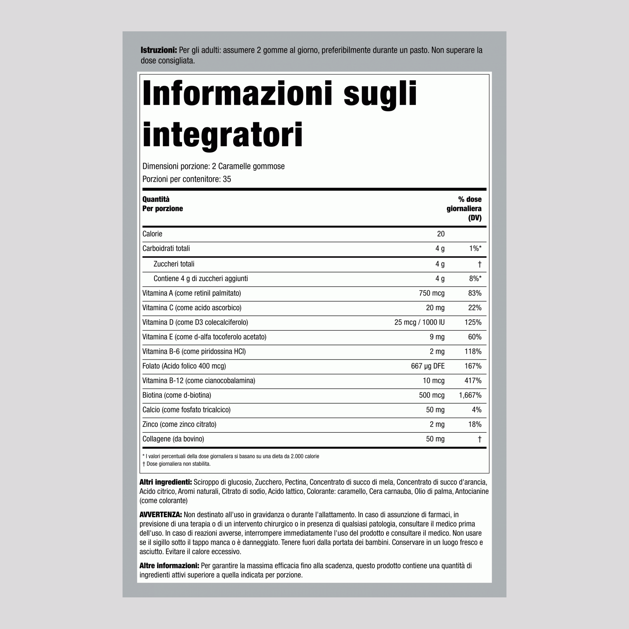 Multivitaminico Donna + Collagene (Mixed Berry Naturale), 70 Caramelle, 2 Bottiglie