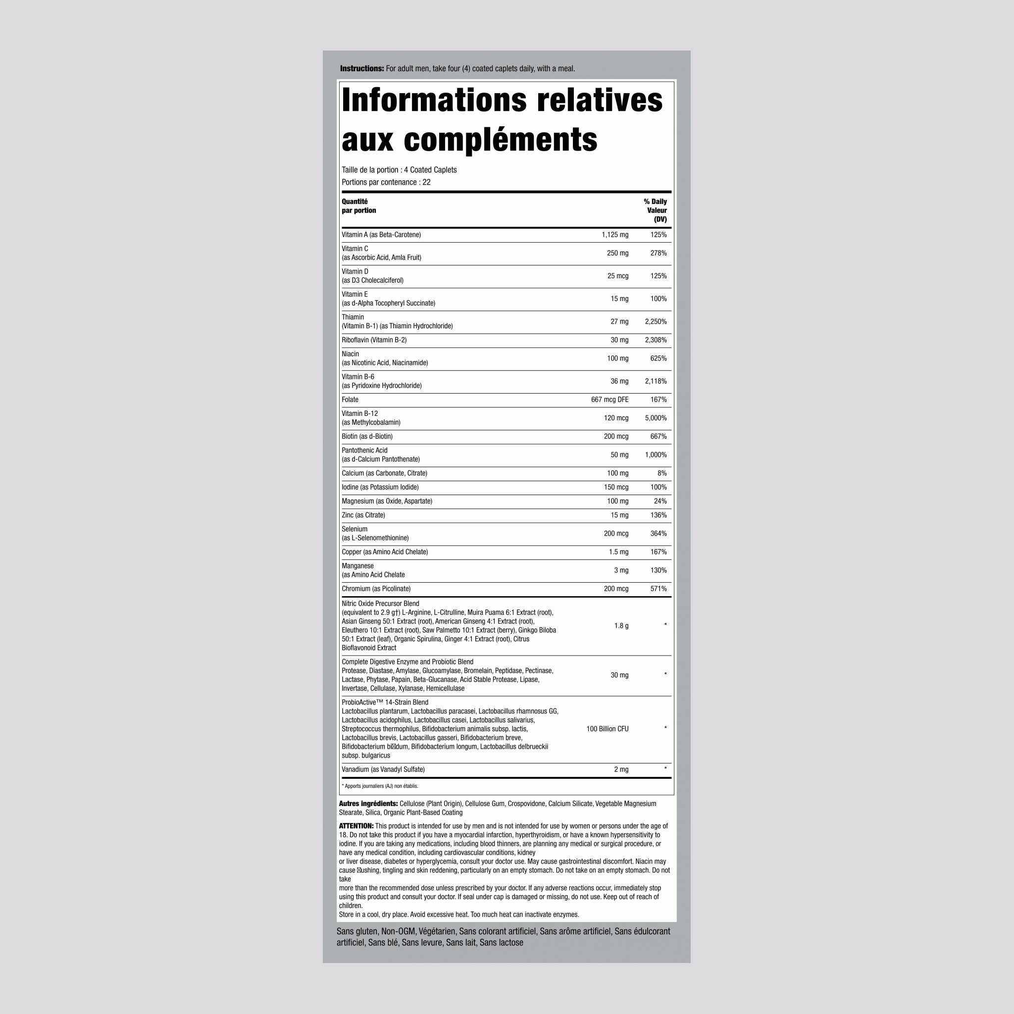 Mega Multi pour Hommes, 90 Comprimés Enrobés