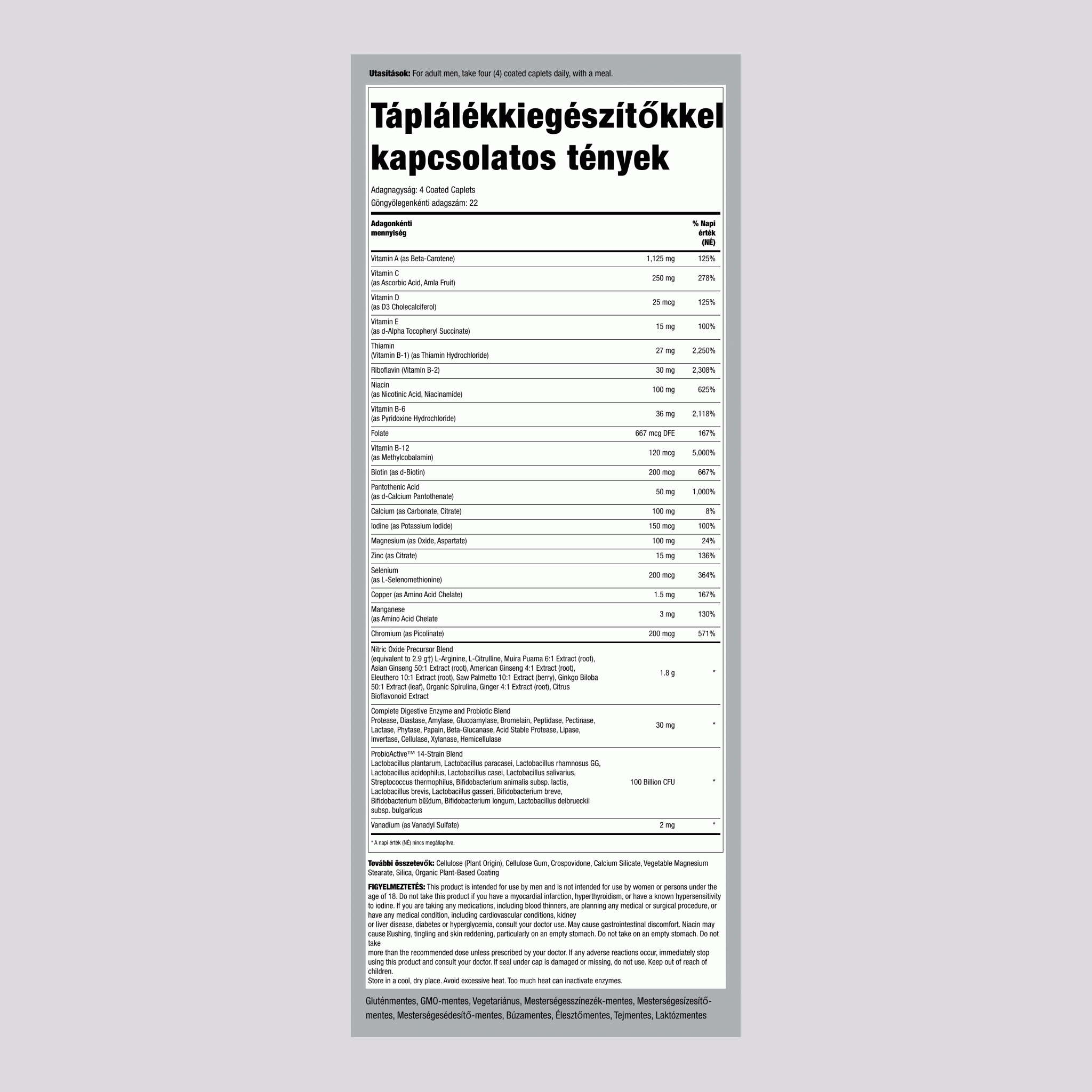 Mega Multi férfiaknak, 90 bevont tabletta