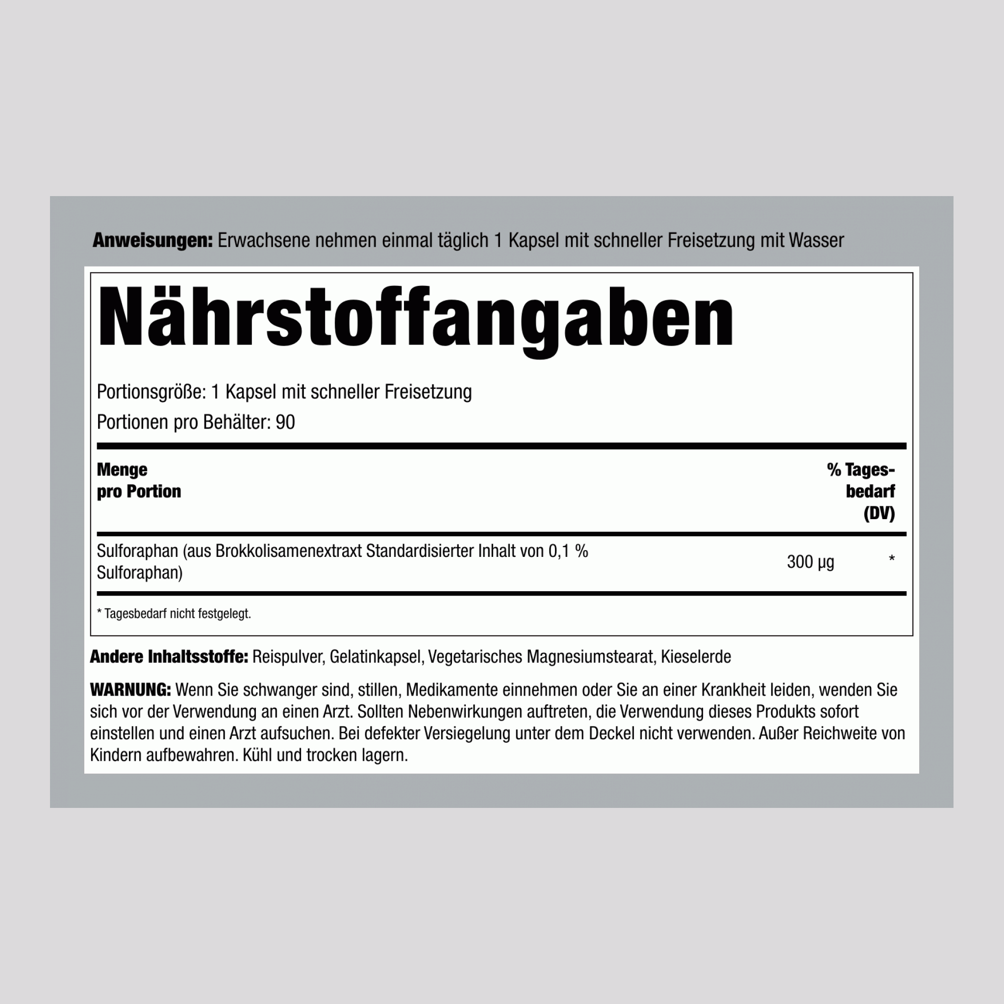 Sulforaphan (aus Brokkoli), 90 Kapseln zur schnellen Freisetzung