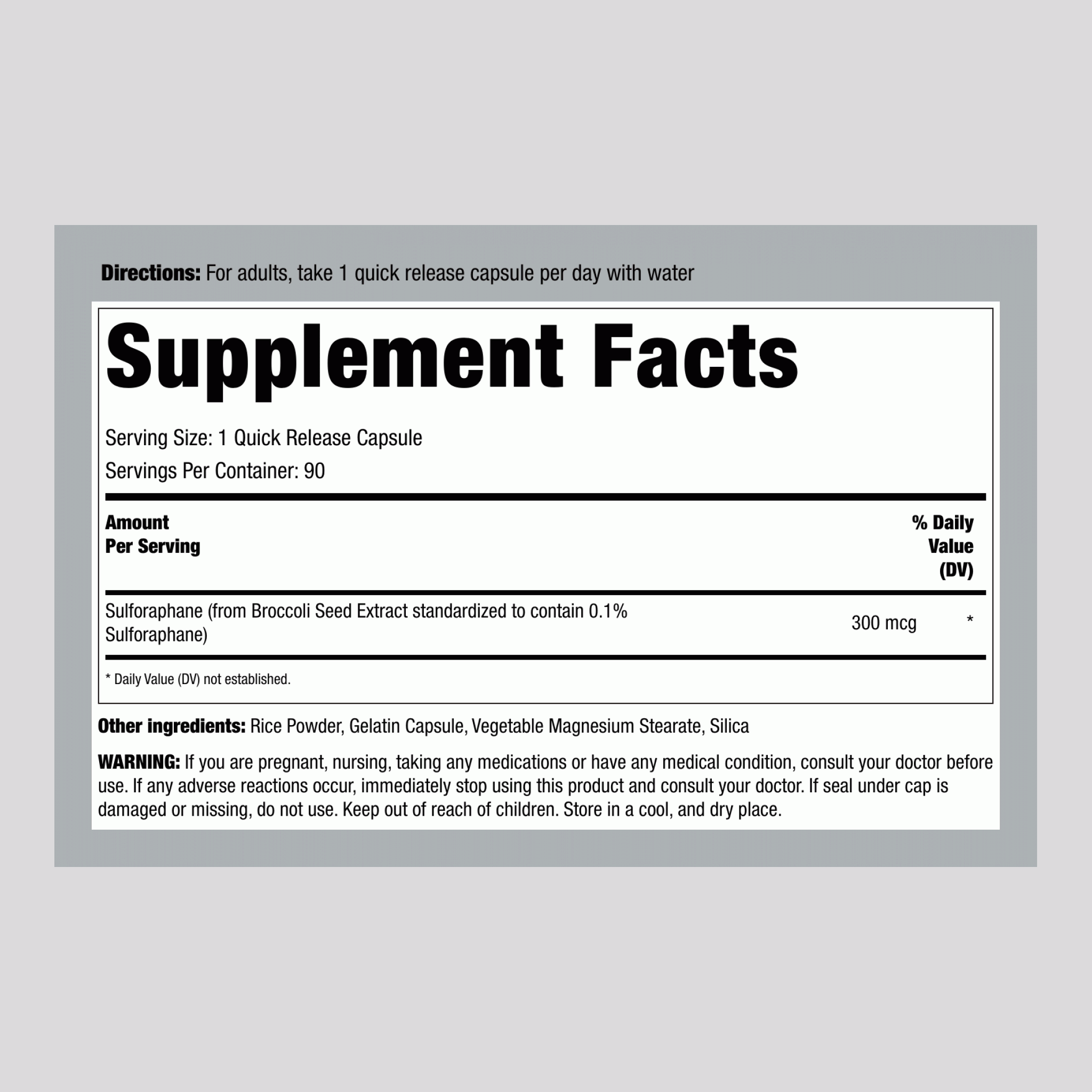 Sulforaphane (From Broccoli), 90 Quick Release Capsules