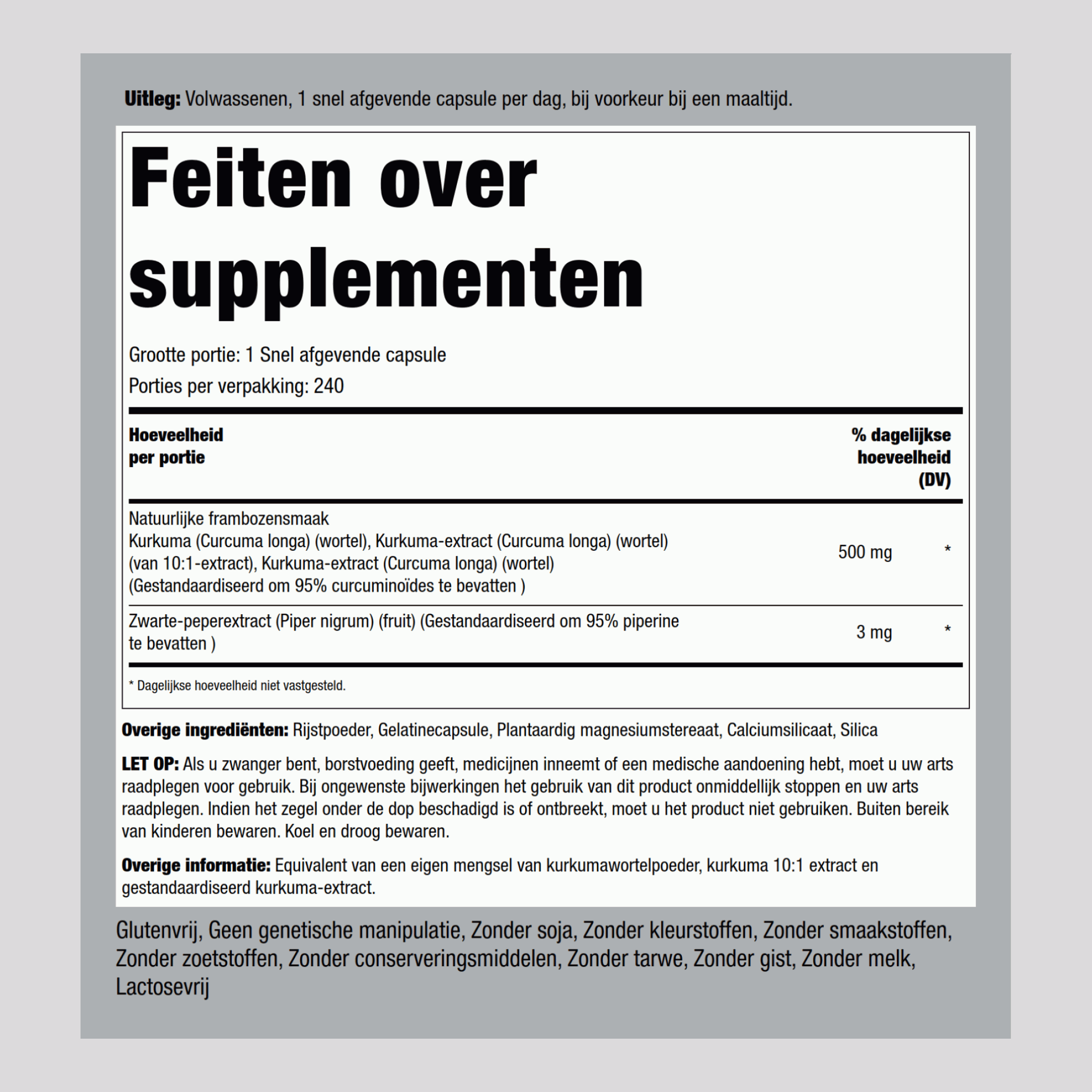 Complexe normalisé de safran des Indes curcumine,  500 mg 240 Gélules à libération rapide 2 Bouteilles