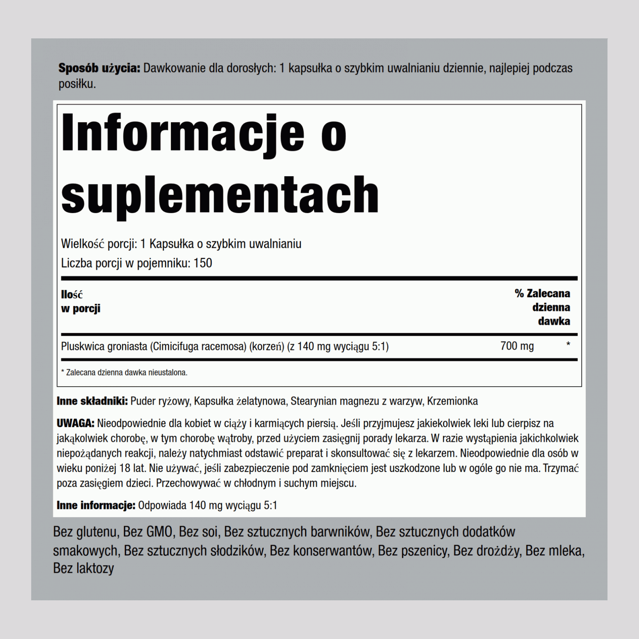 Pluskwica groniasta  700 mg 100 Kapsułki o szybkim uwalnianiu 2 Butelki   