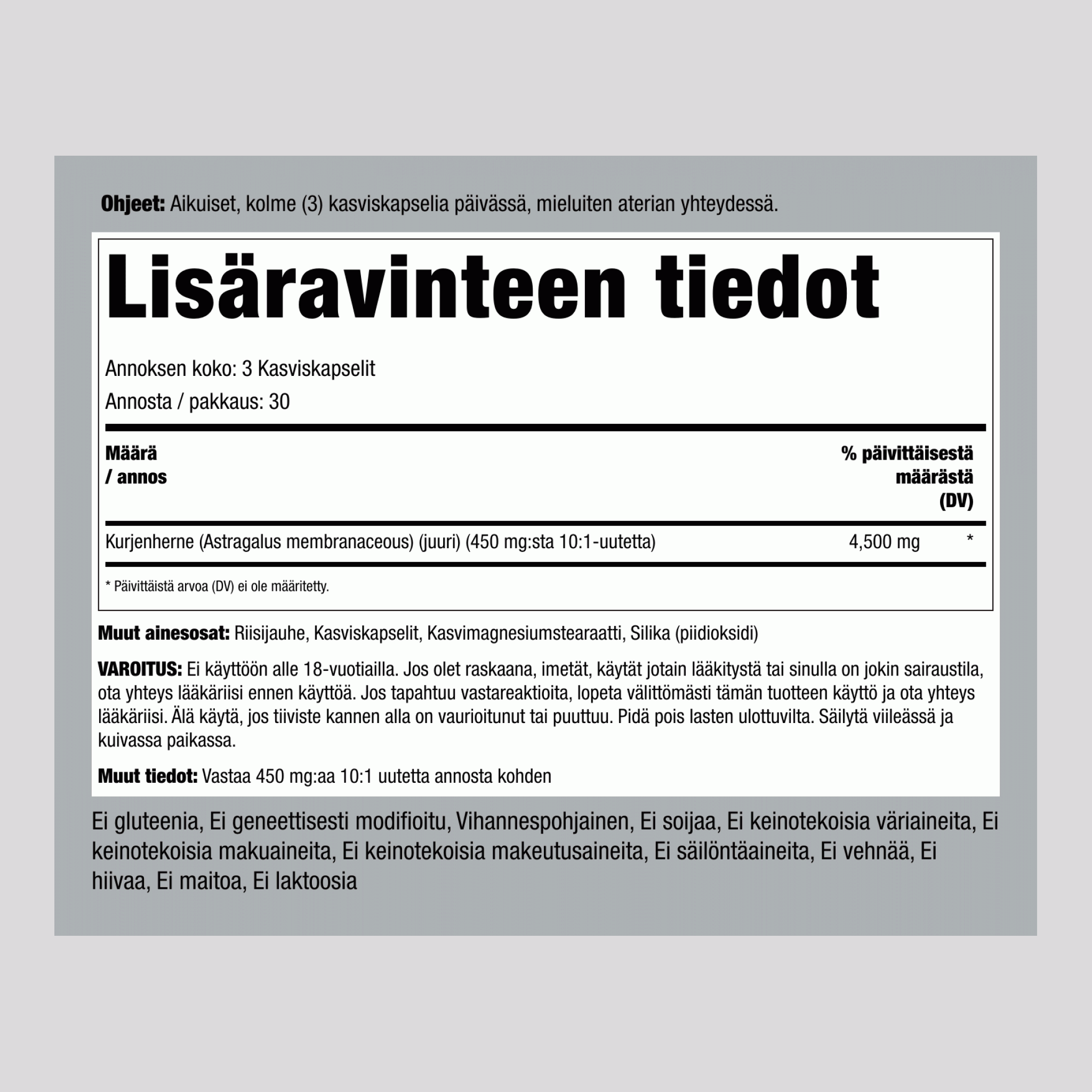 Kurjenhernejuuri  4500 mg/annos 90 Kasviskapselit     