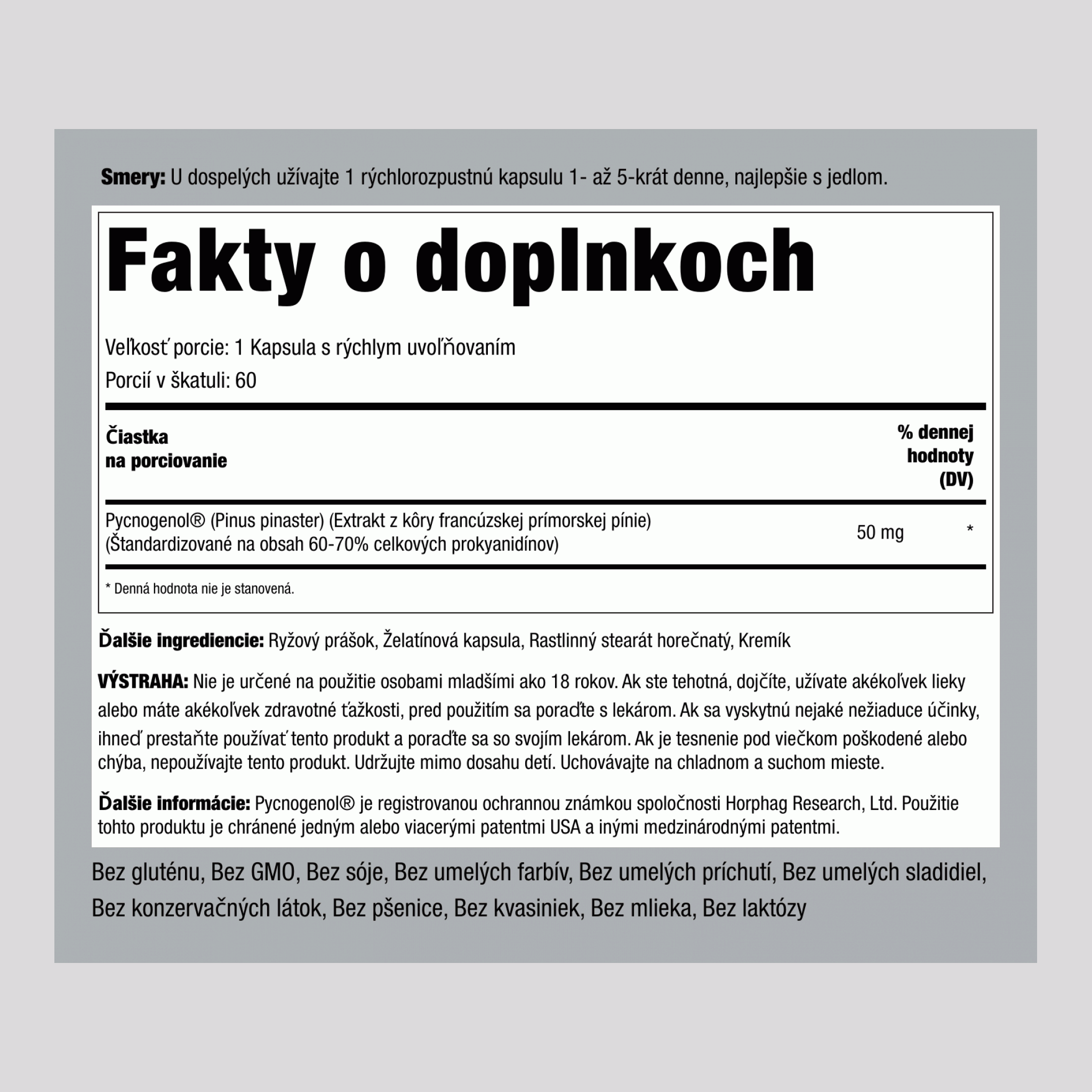 Pyknogenol  50 mg 60 Kapsule s rýchlym uvoľňovaním     