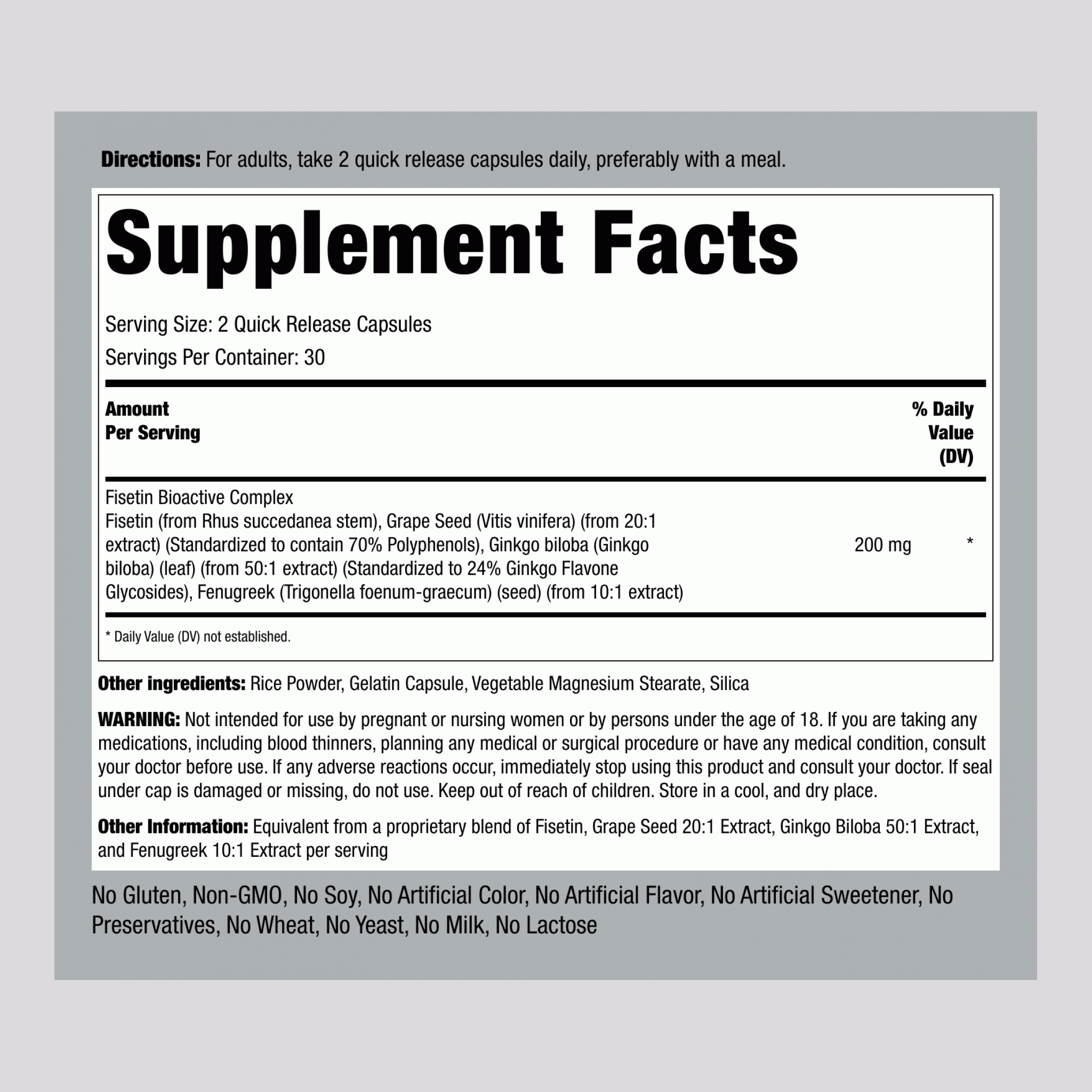 Fisetin Complex, 200 mg (per serving), 60 Quick Release Capsules