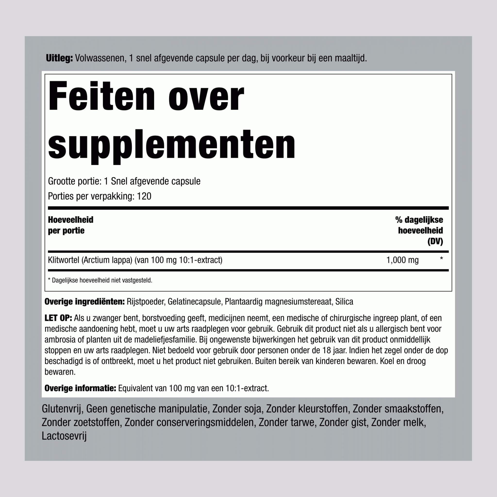 Klitwortel  1000 mg 120 Snel afgevende capsules 2 Flessen   