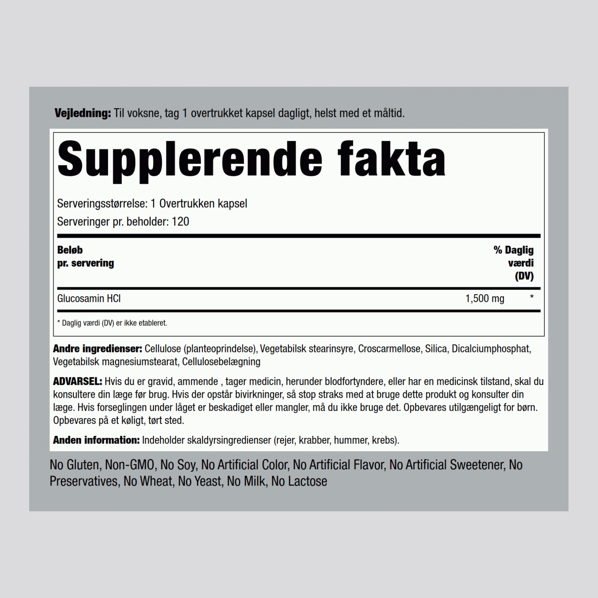 Mega Glucosamin  1500 mg 120 Overtrukne kapsler     