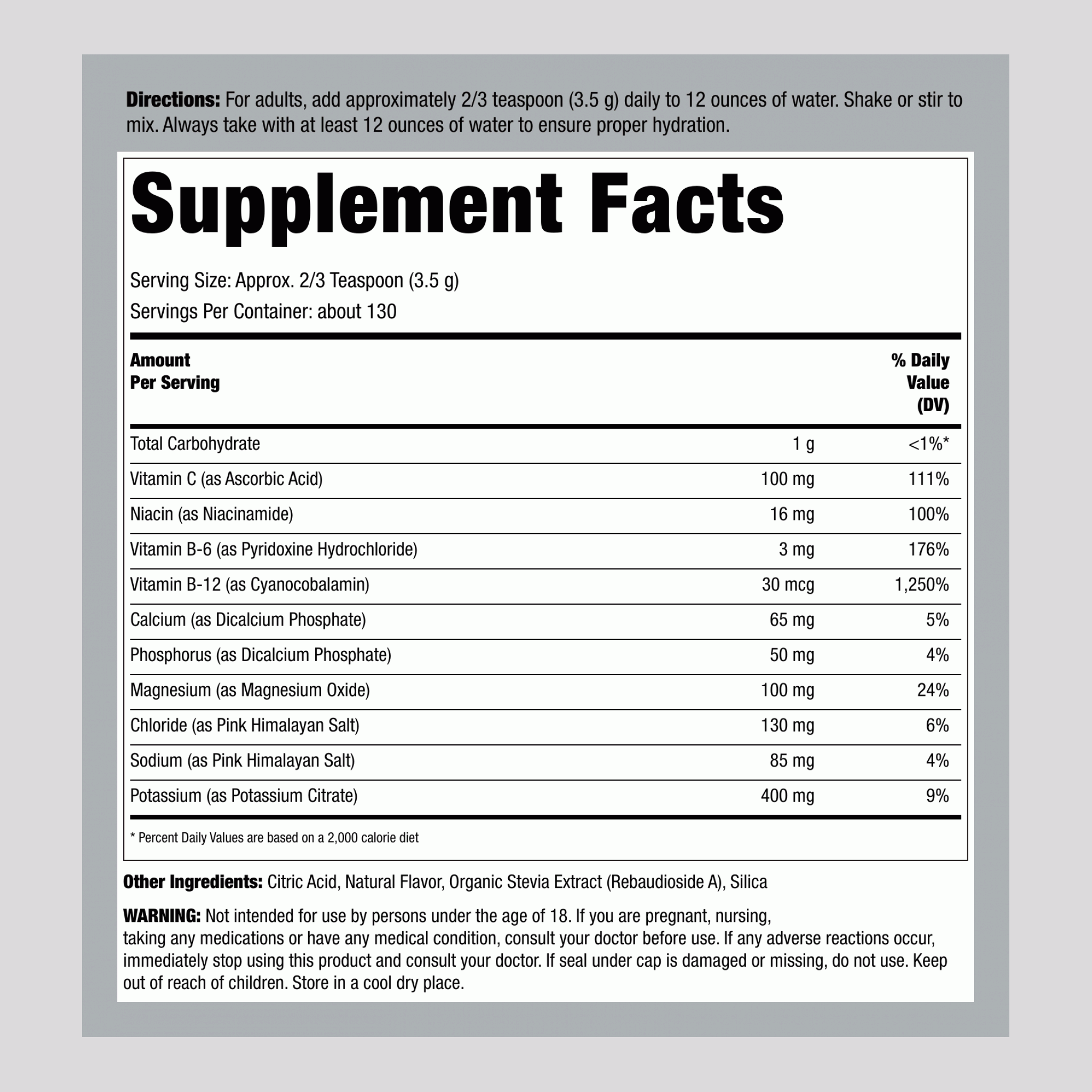 Electrolytes Powder (Natural Lemon), 16 oz (454 g) Bottle