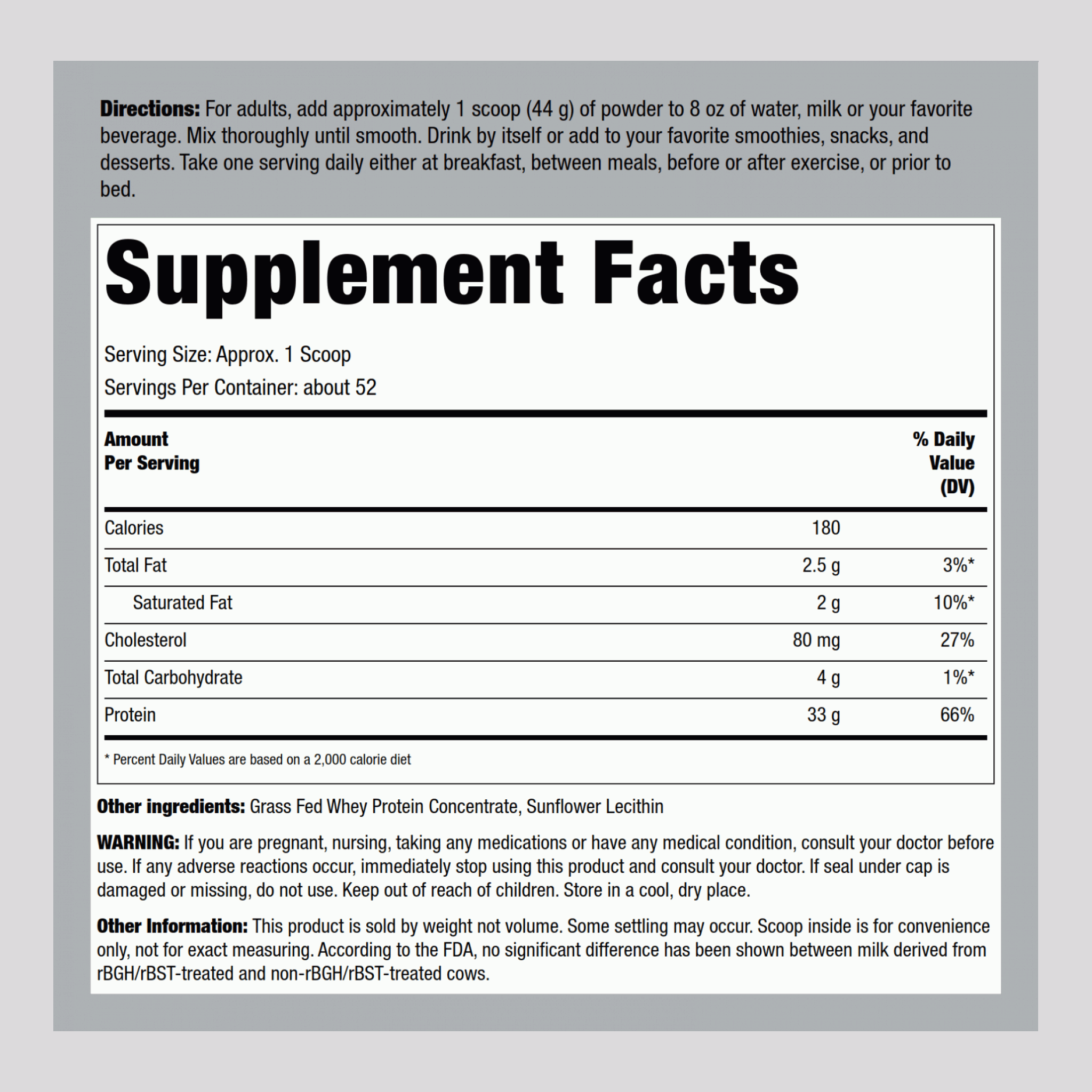 GrassFed Whey Protein, 5 lbs (2.26 kg) Bottle