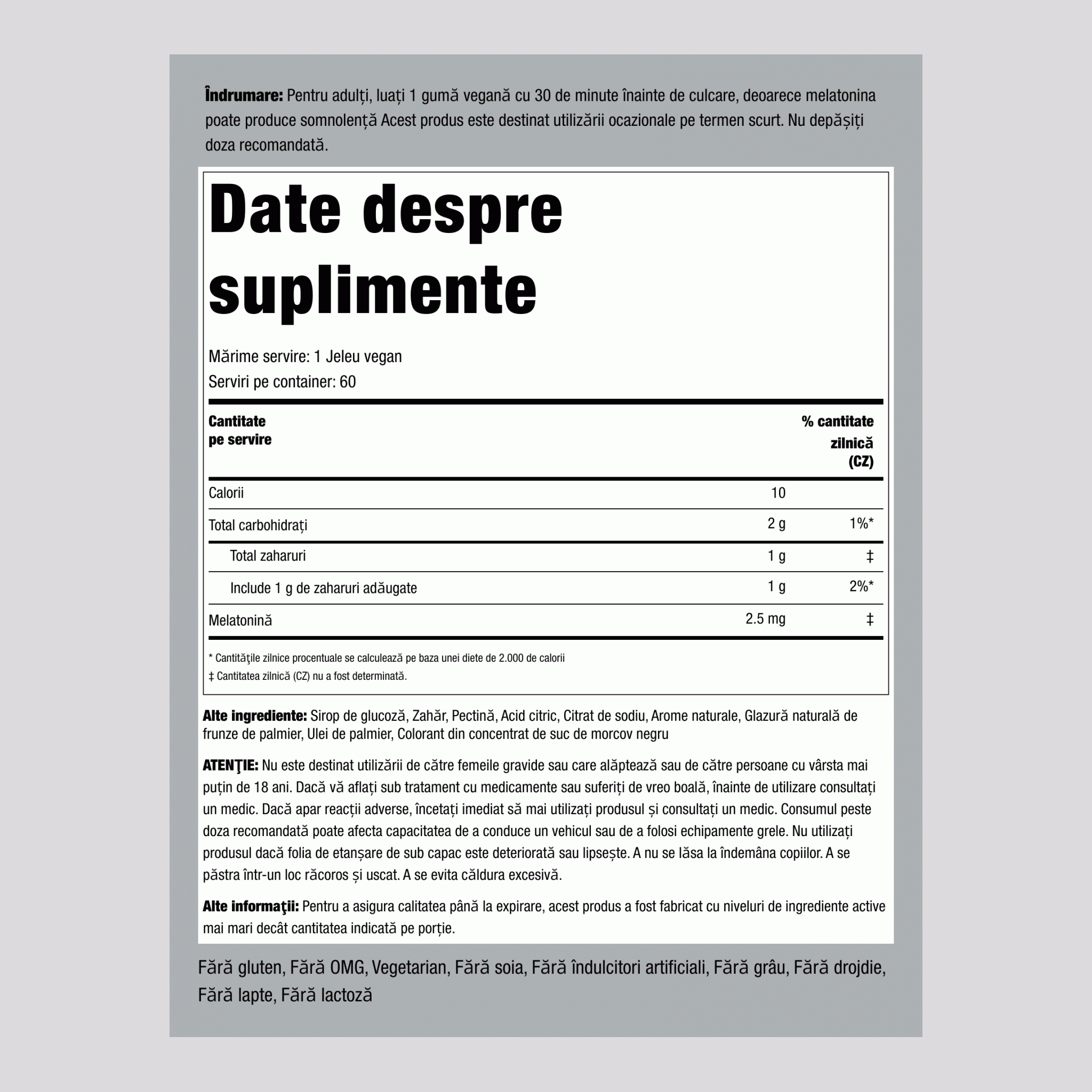 Mélatonine (baies naturelles),  2.5 mg 60 Gommes végans