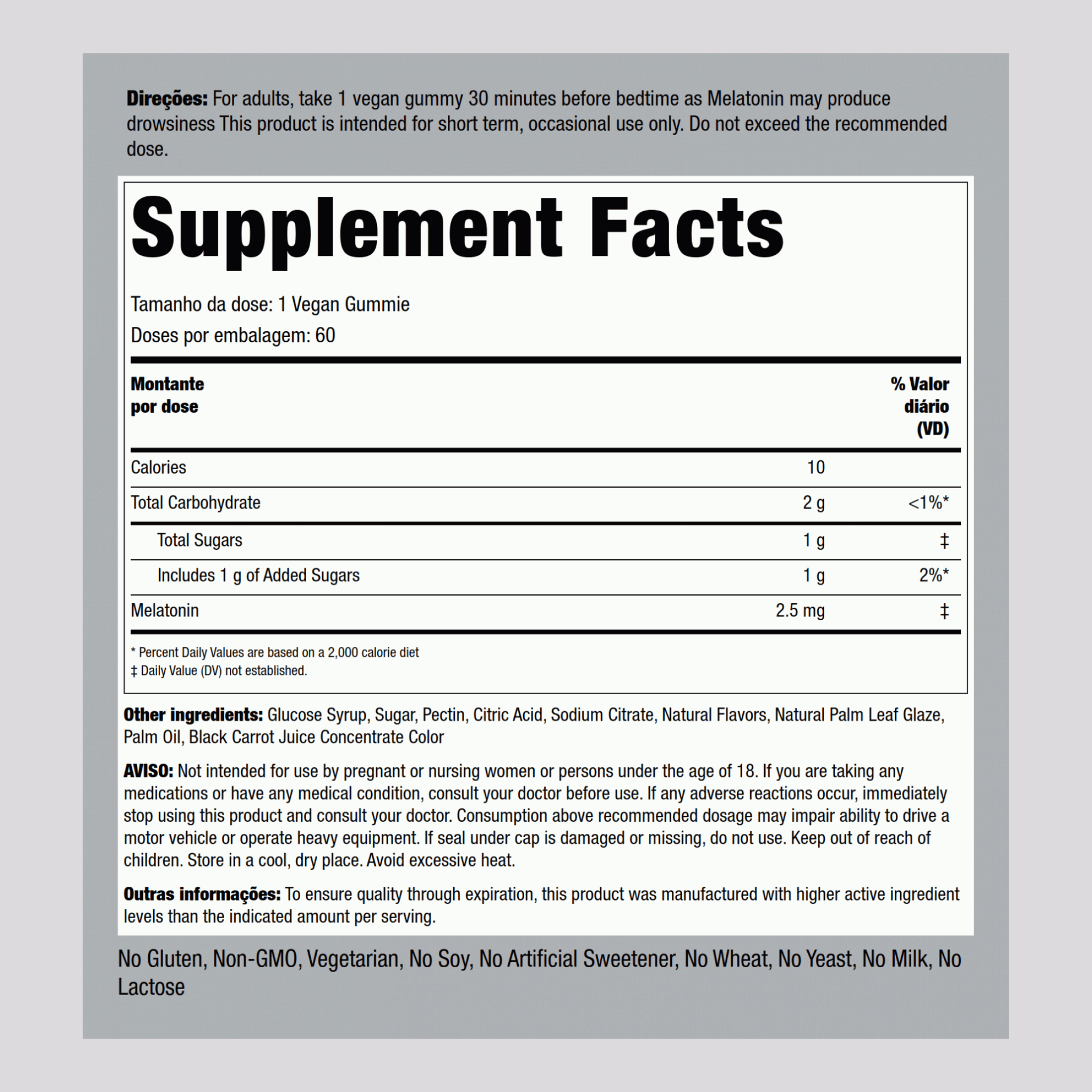 Mélatonine (baies naturelles),  2.5 mg 60 Gommes végans