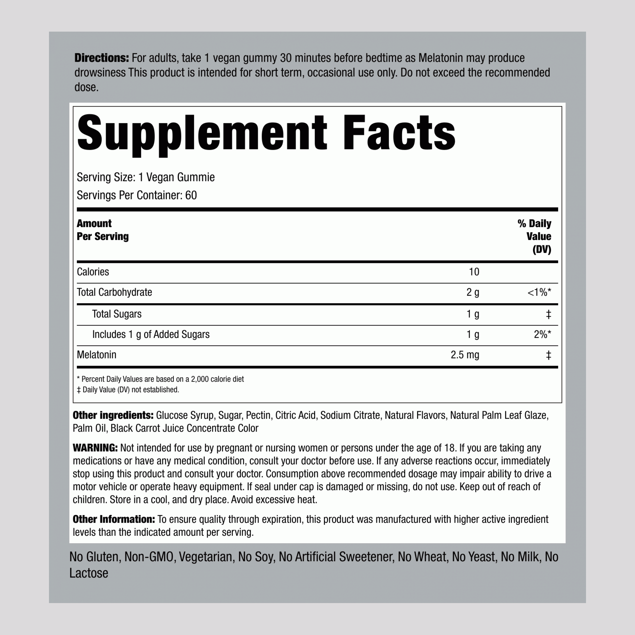 Melatonin Gummies (Delicious Strawberry), 2.5 mg, 60 Vegan Gummies, 2  Bottles