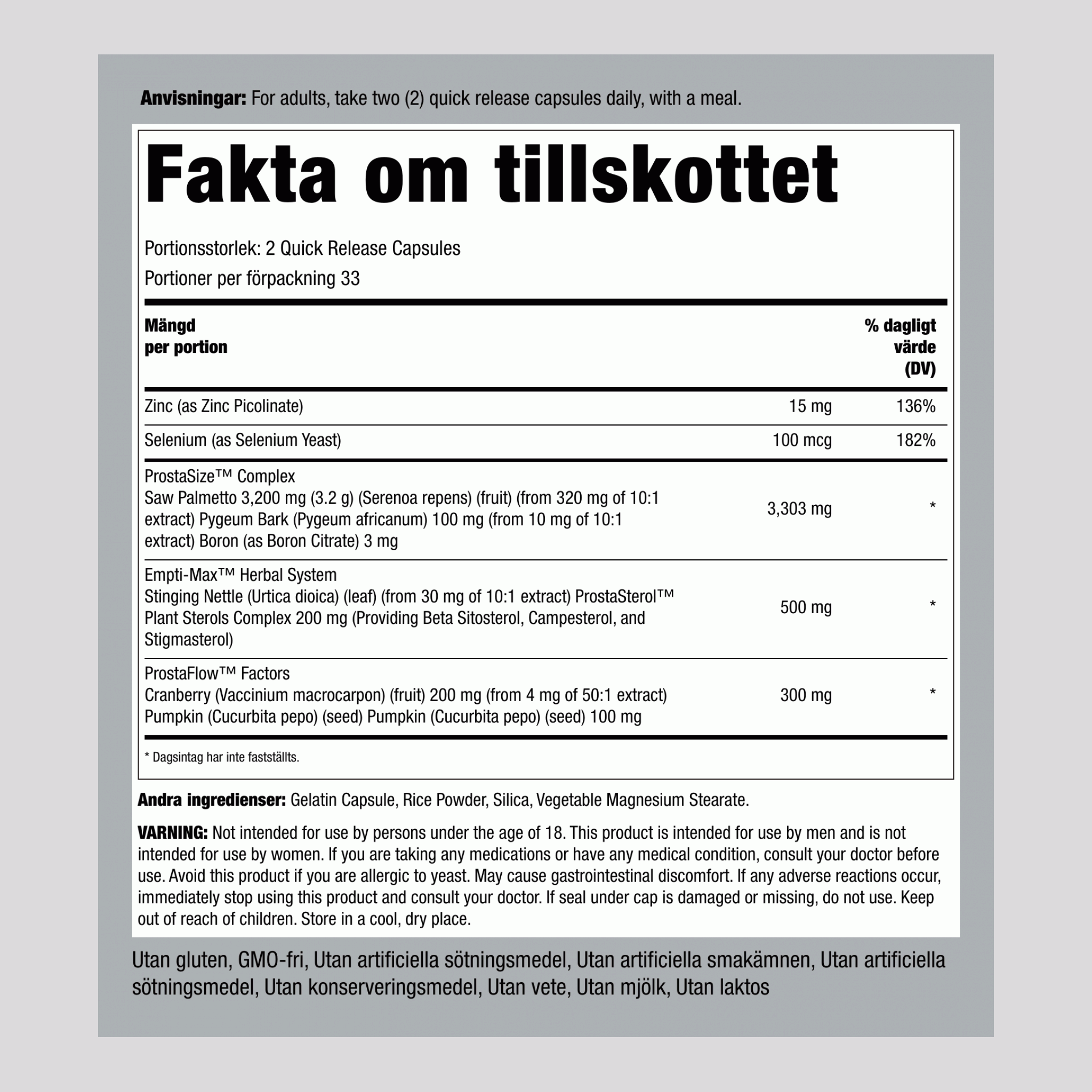 Prostata stötte 66 Kapslar    