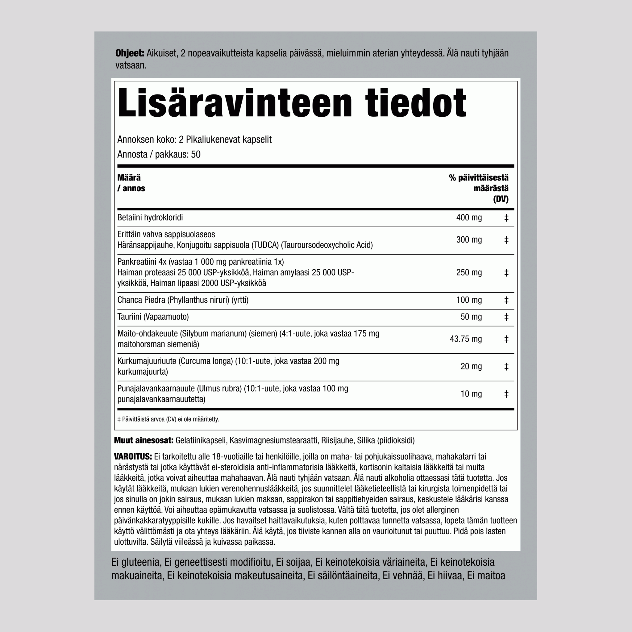 Sappirakkosekoitus 100 Pikaliukenevat kapselit    