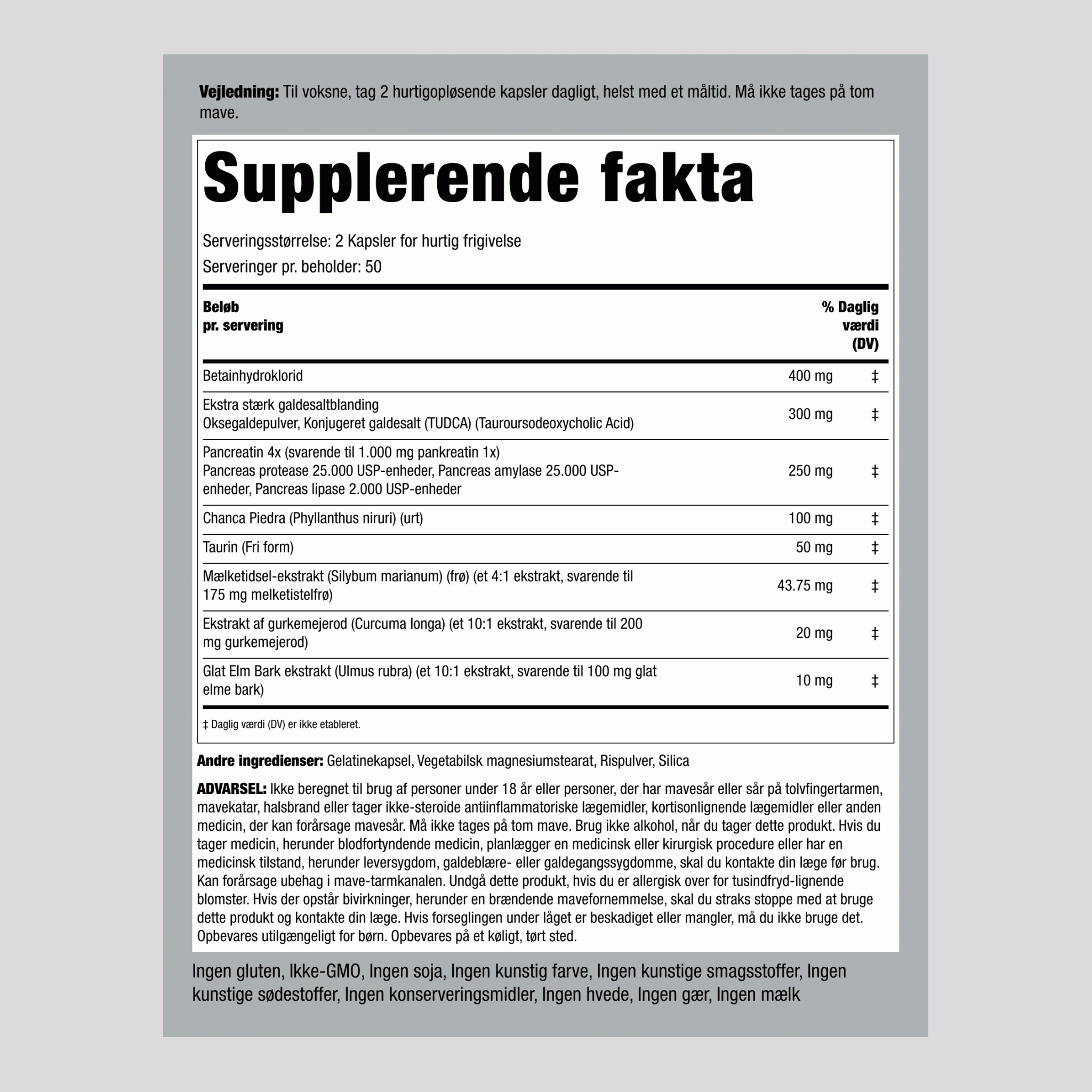 Galdeblære-formel 100 Kapsler for hurtig frigivelse 2 Flasker  