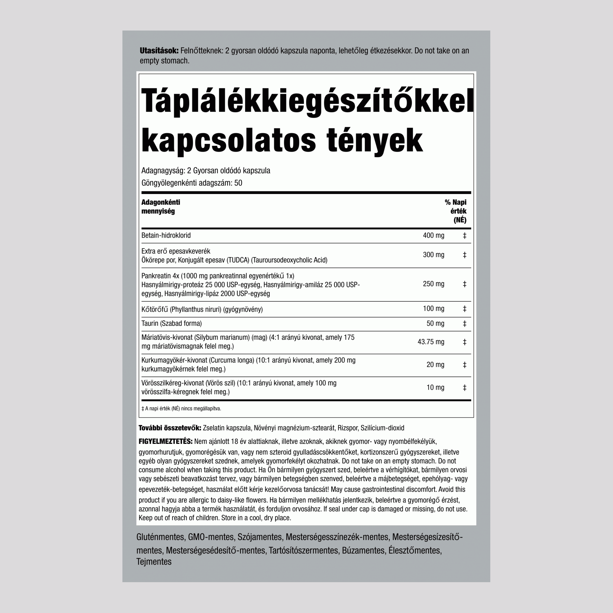 Epehólyag-formula 100 Gyorsan oldódó kapszula 2 Palackok  